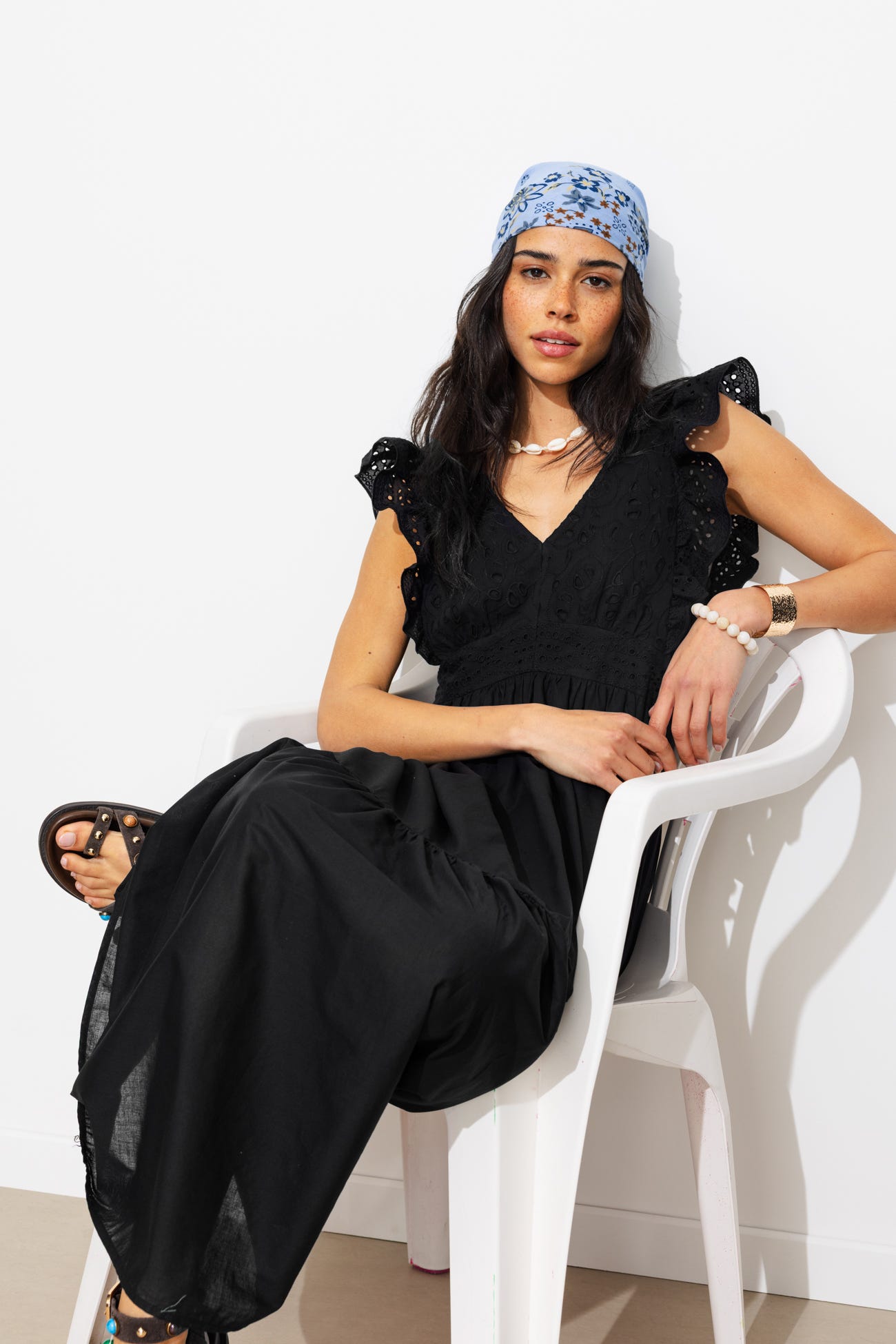 Robe longue broderie anglaise