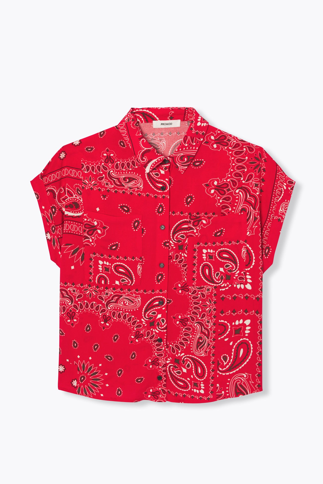 Bandana Silk S/S Shirt COLOR/STYLE：Red Bandana patterned shirt - Red print