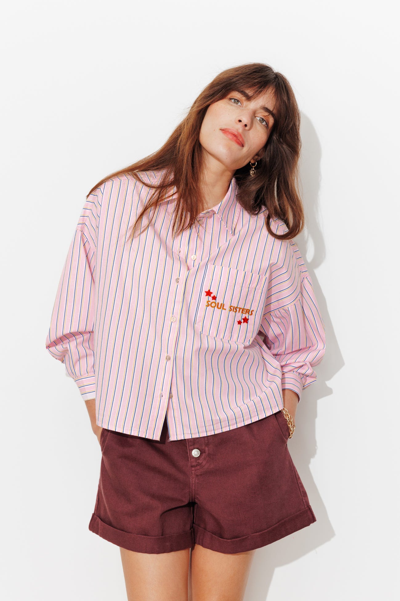 Chemise rayée à message Femme