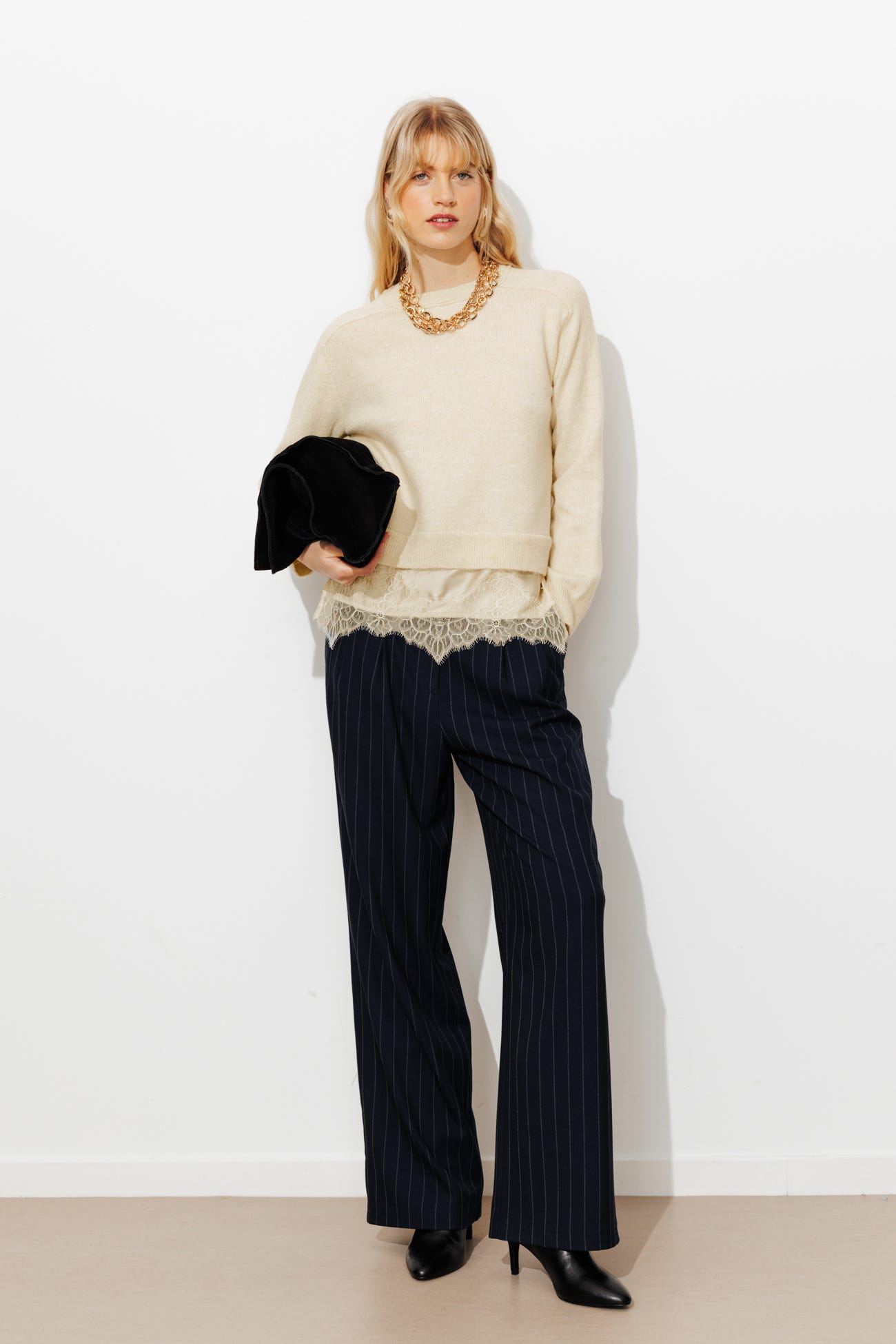 Pull détail dentelle Femme