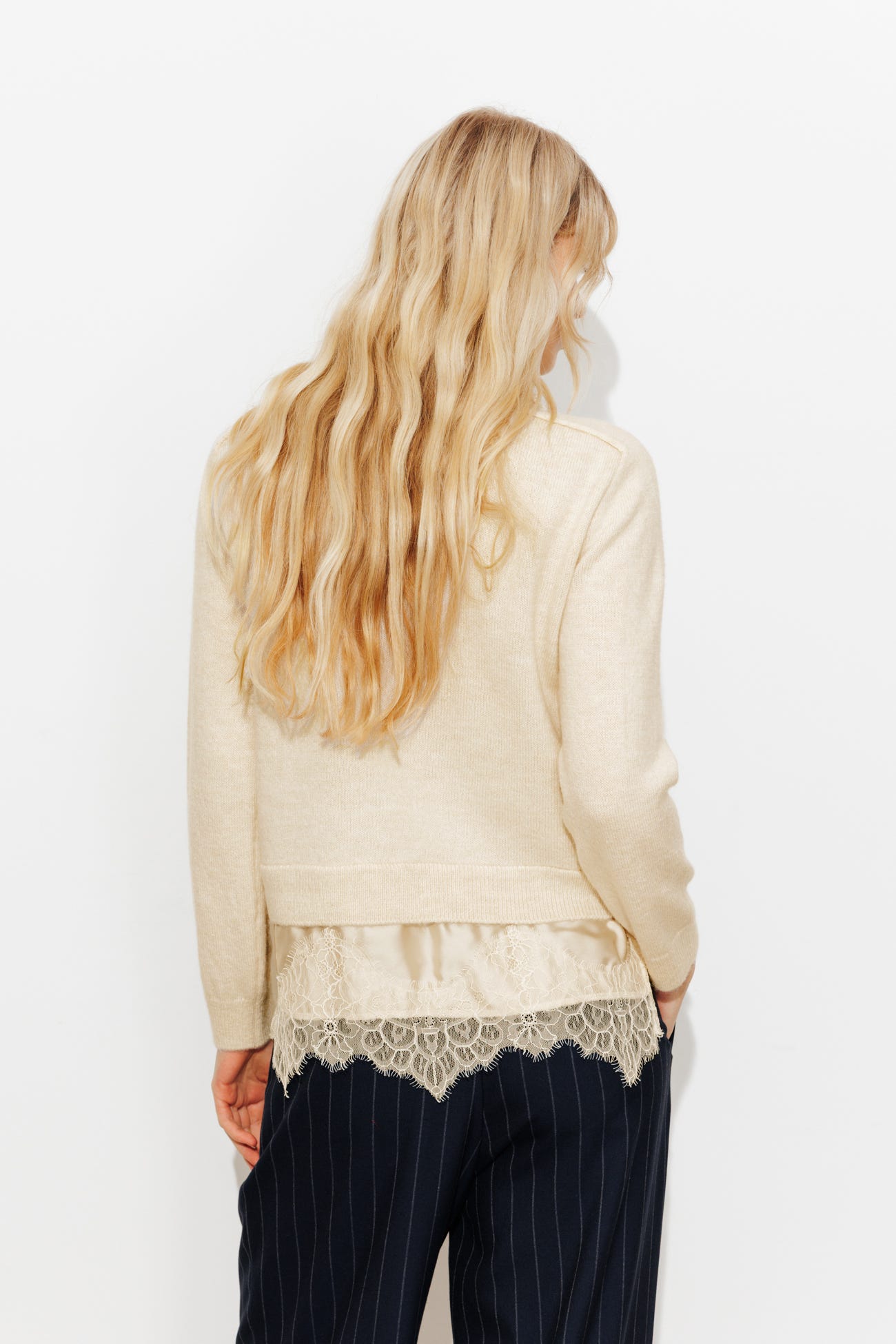 Pull détail dentelle Femme