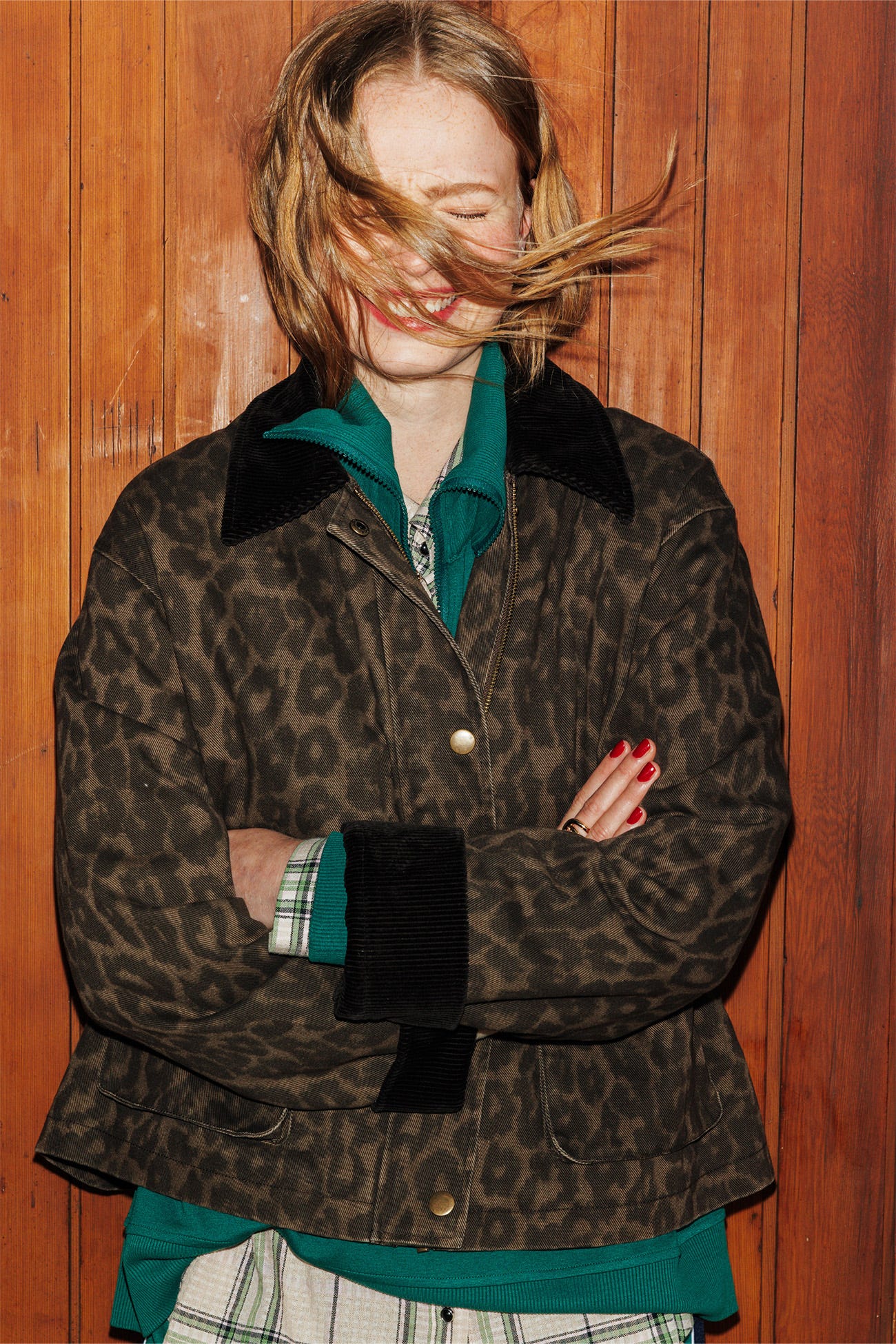 Short leopard canvas jacket