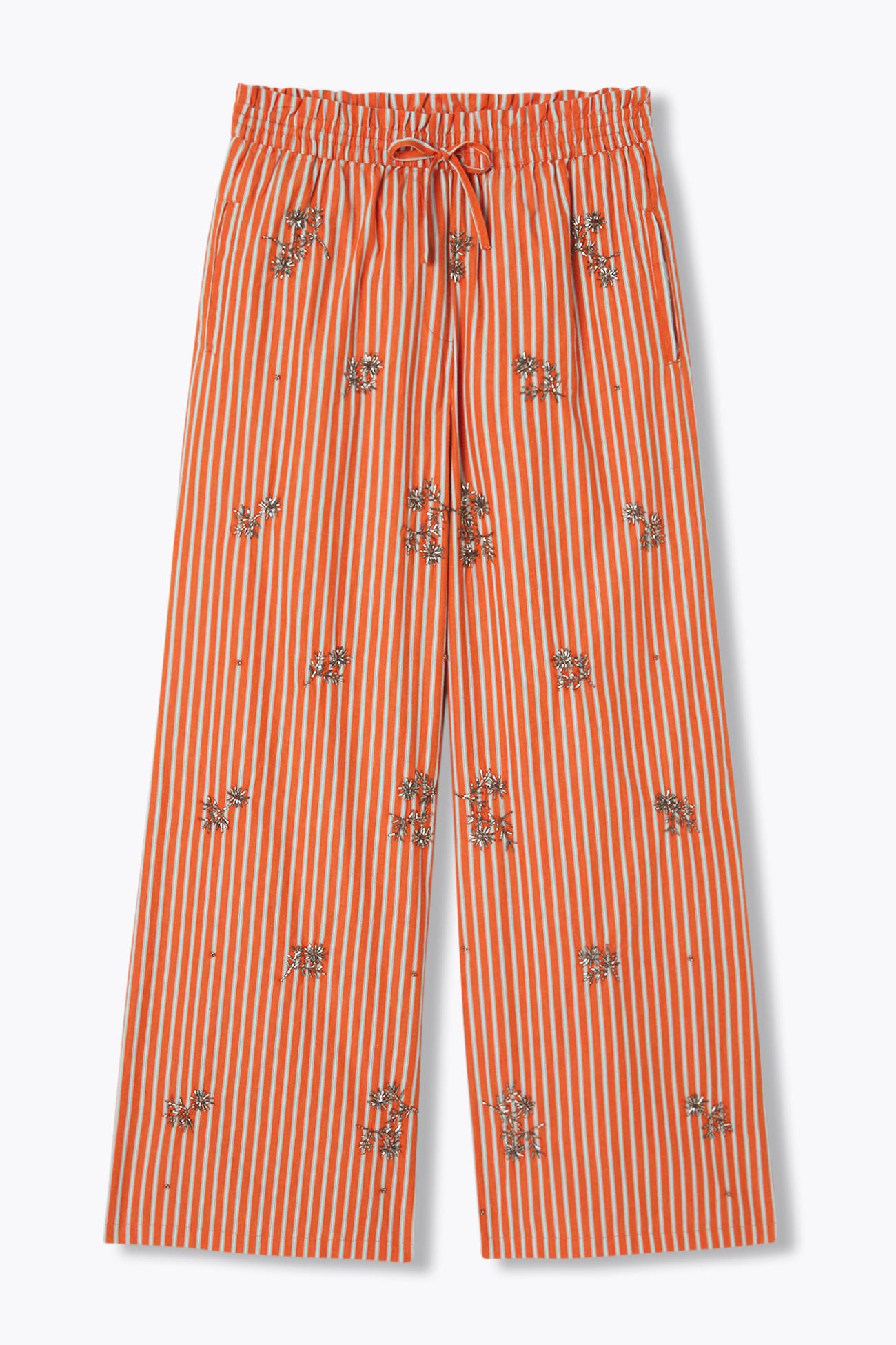 Pantalon large rayé perlé