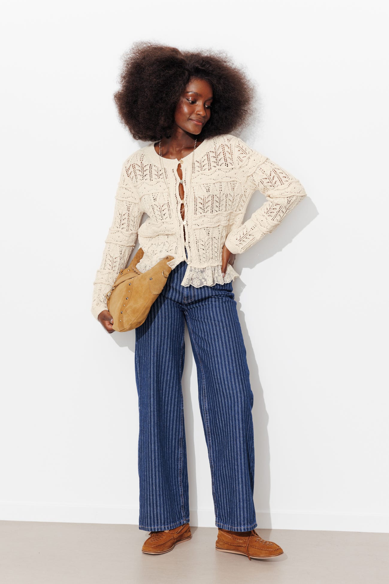 Cardigan détail dentelle Femme