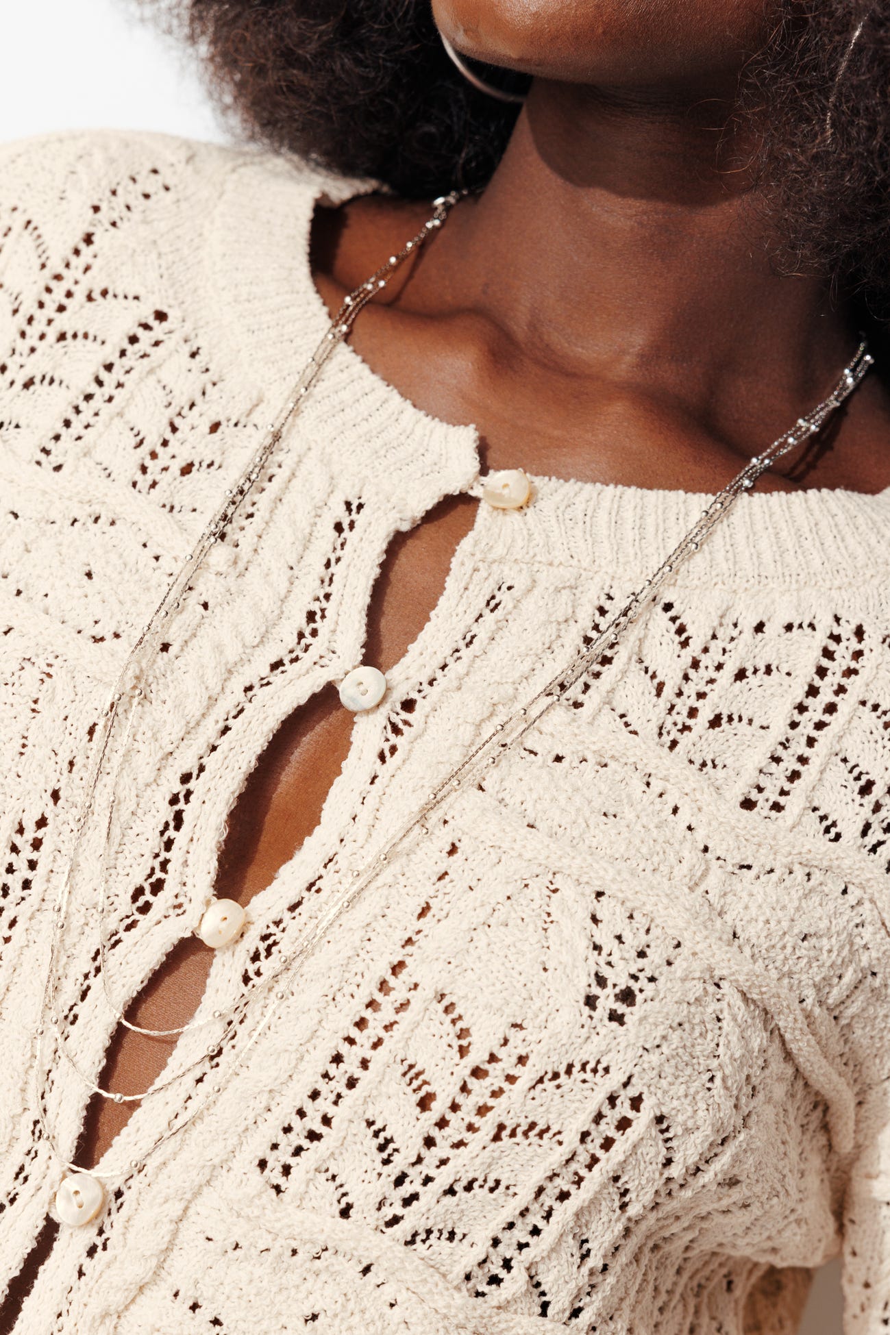 Cardigan détail dentelle Femme