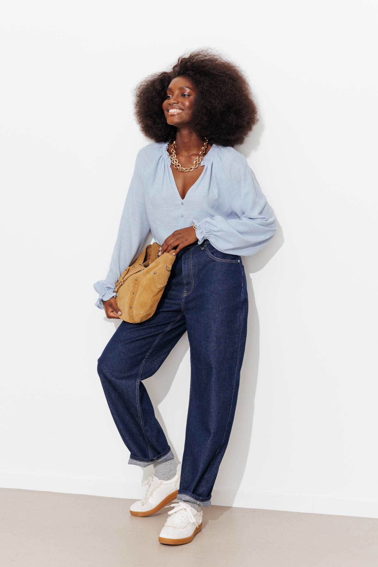 Blouse à col frou-frou Femme