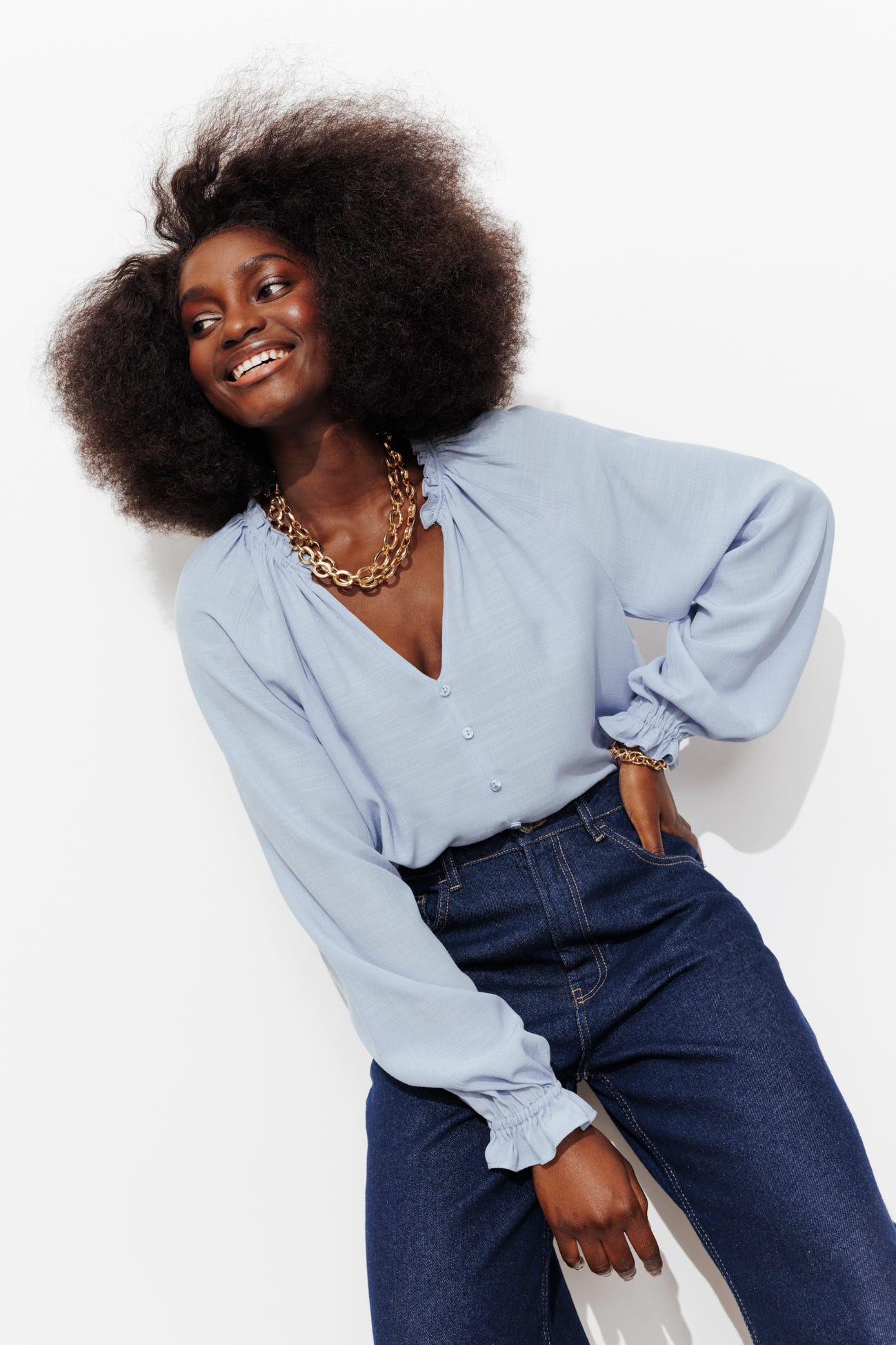 Blouse à col frou-frou Femme