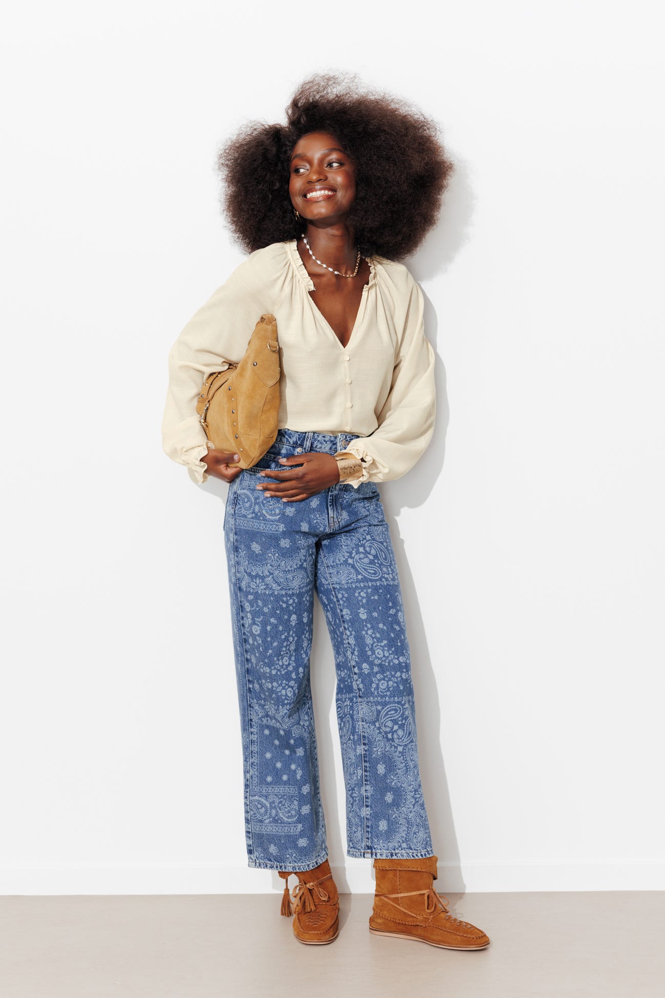 Frilly neckline blouse