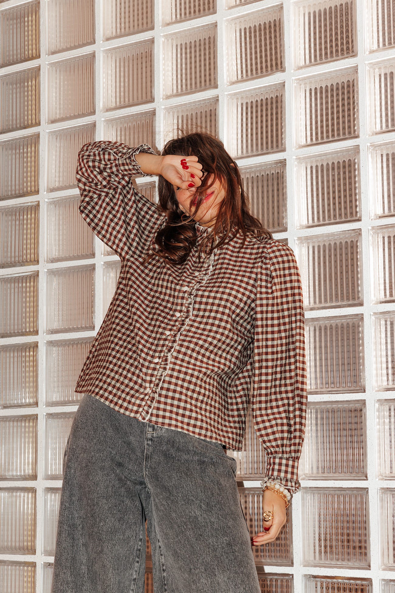 Camisa vichy volantes