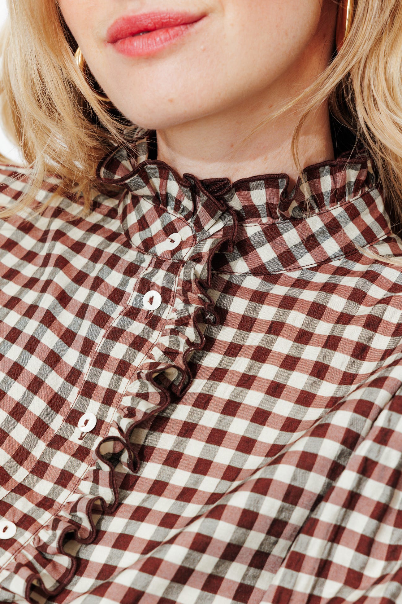 Chemise vichy volantée Femme