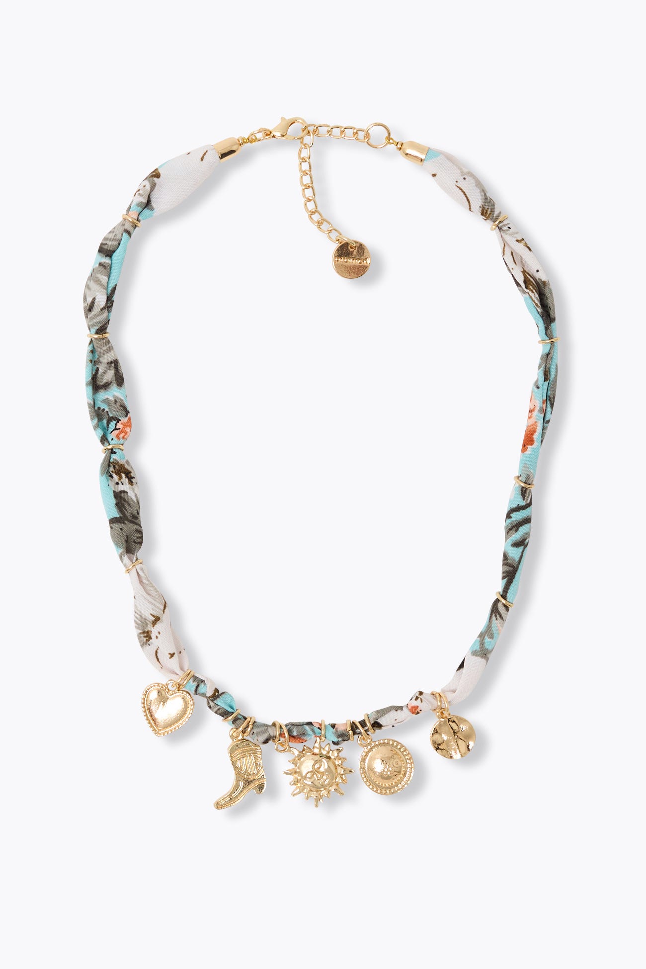 Collier ruban et breloques