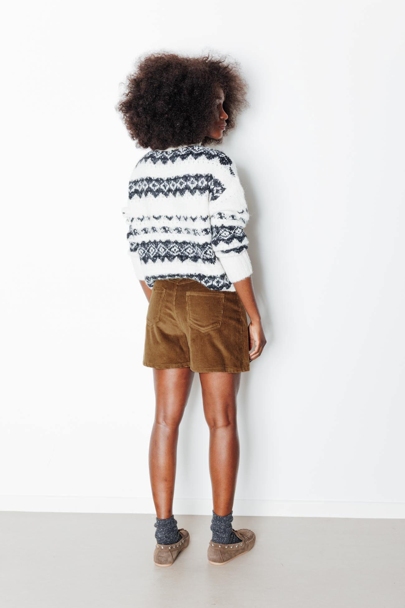 Jupe-short en velours Femme