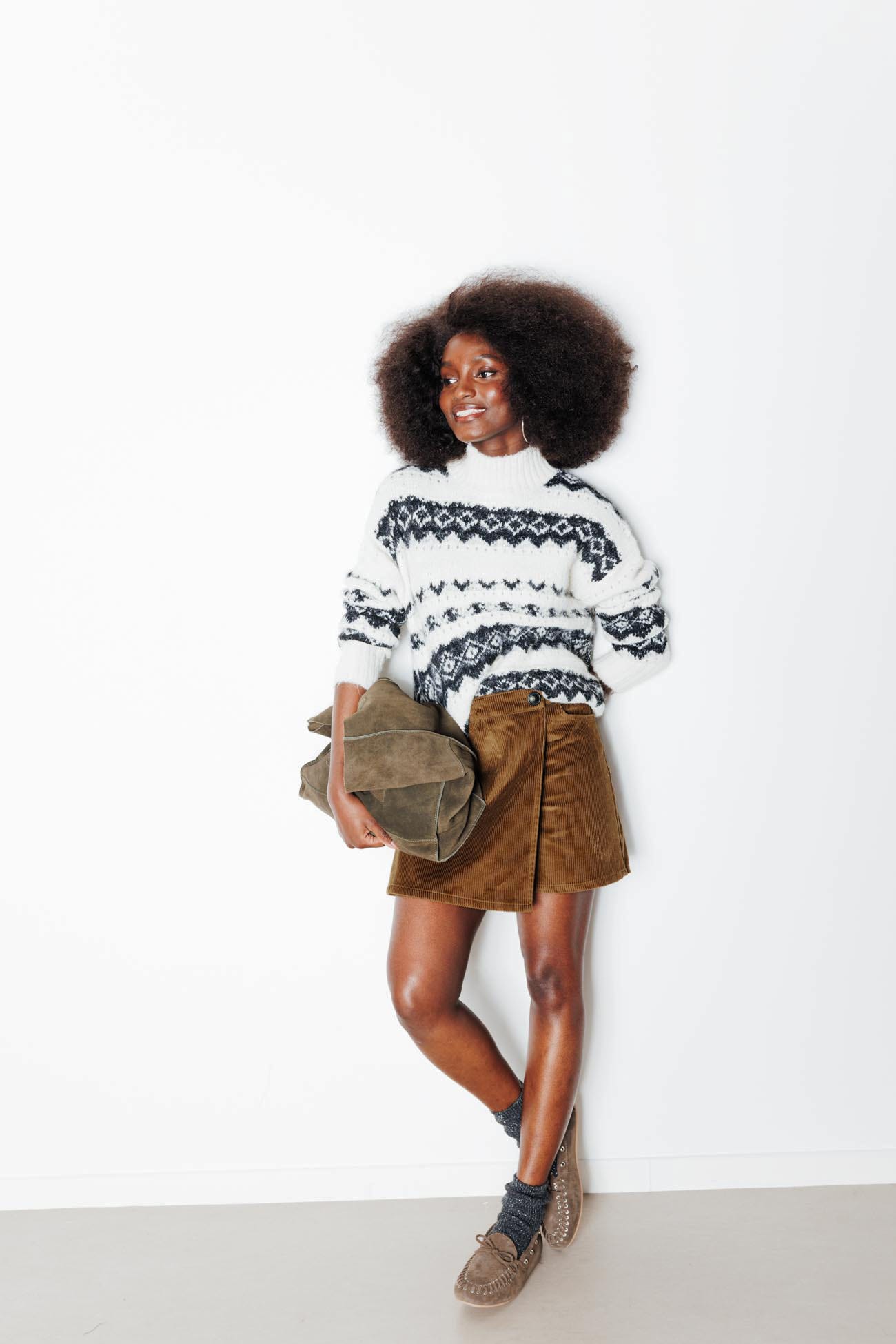 Jupe-short en velours Femme