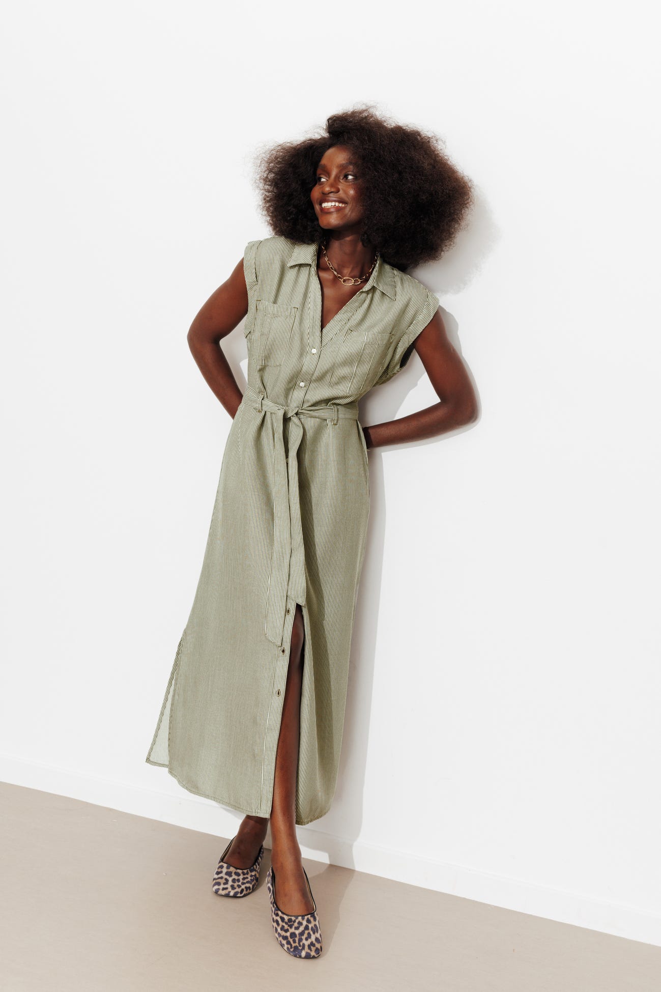 Robe-chemise rayée Femme