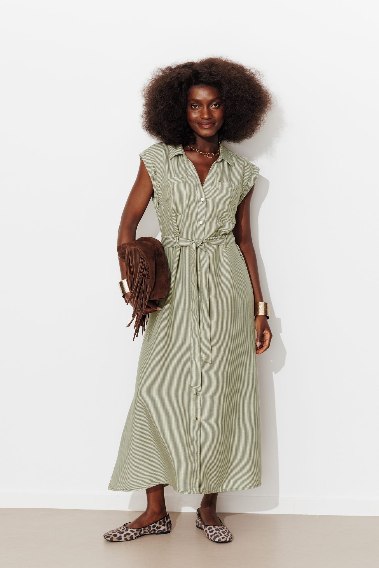 Robe-chemise rayée Femme