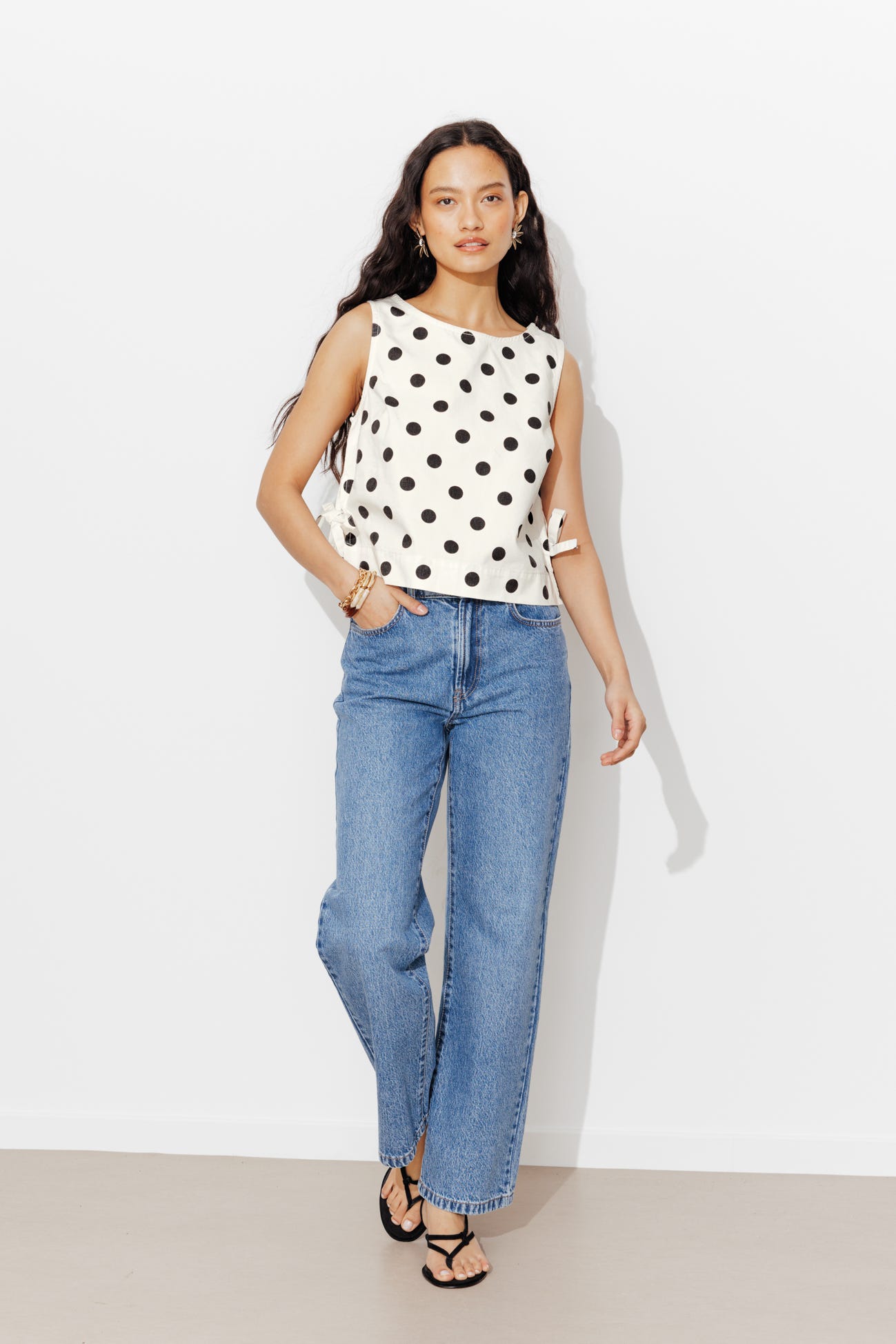 Top court à pois Femme
