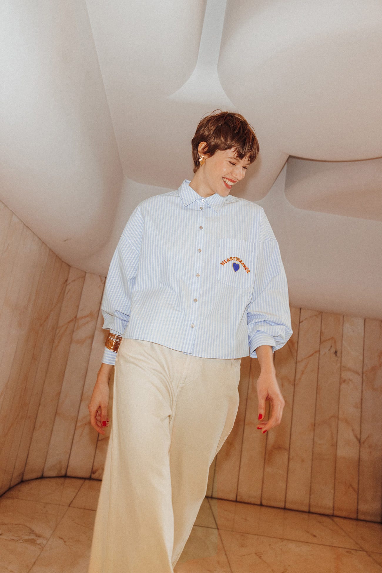 Chemise rayée à message Femme