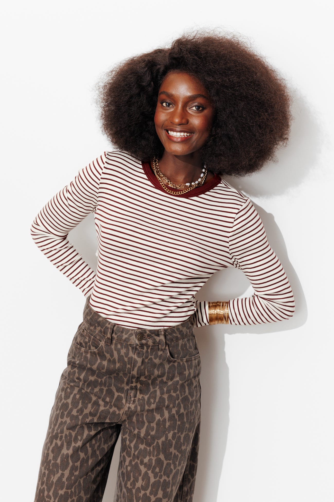 T-shirt côtelé rayé marinière