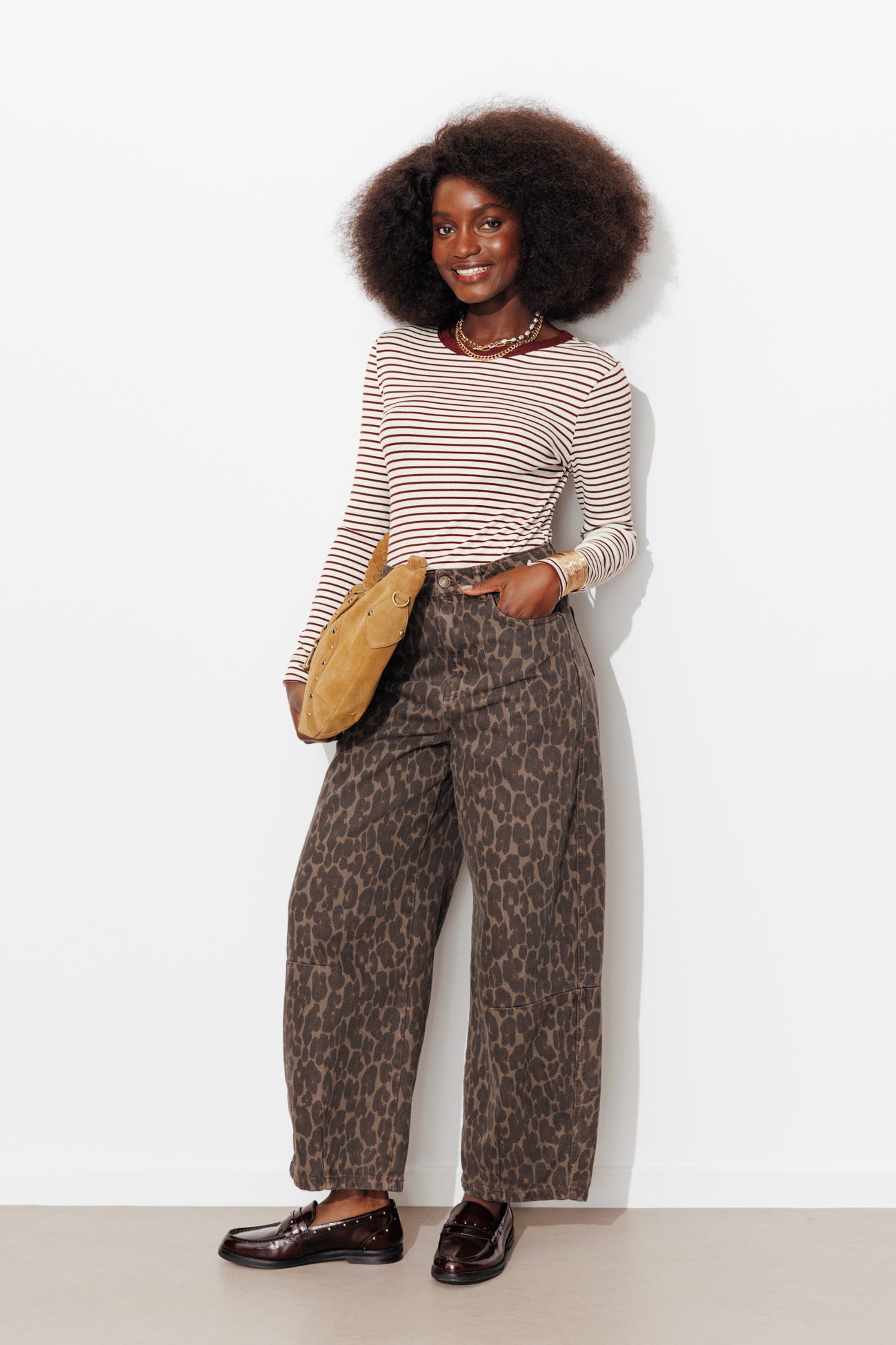 T-shirt côtelé rayé marinière