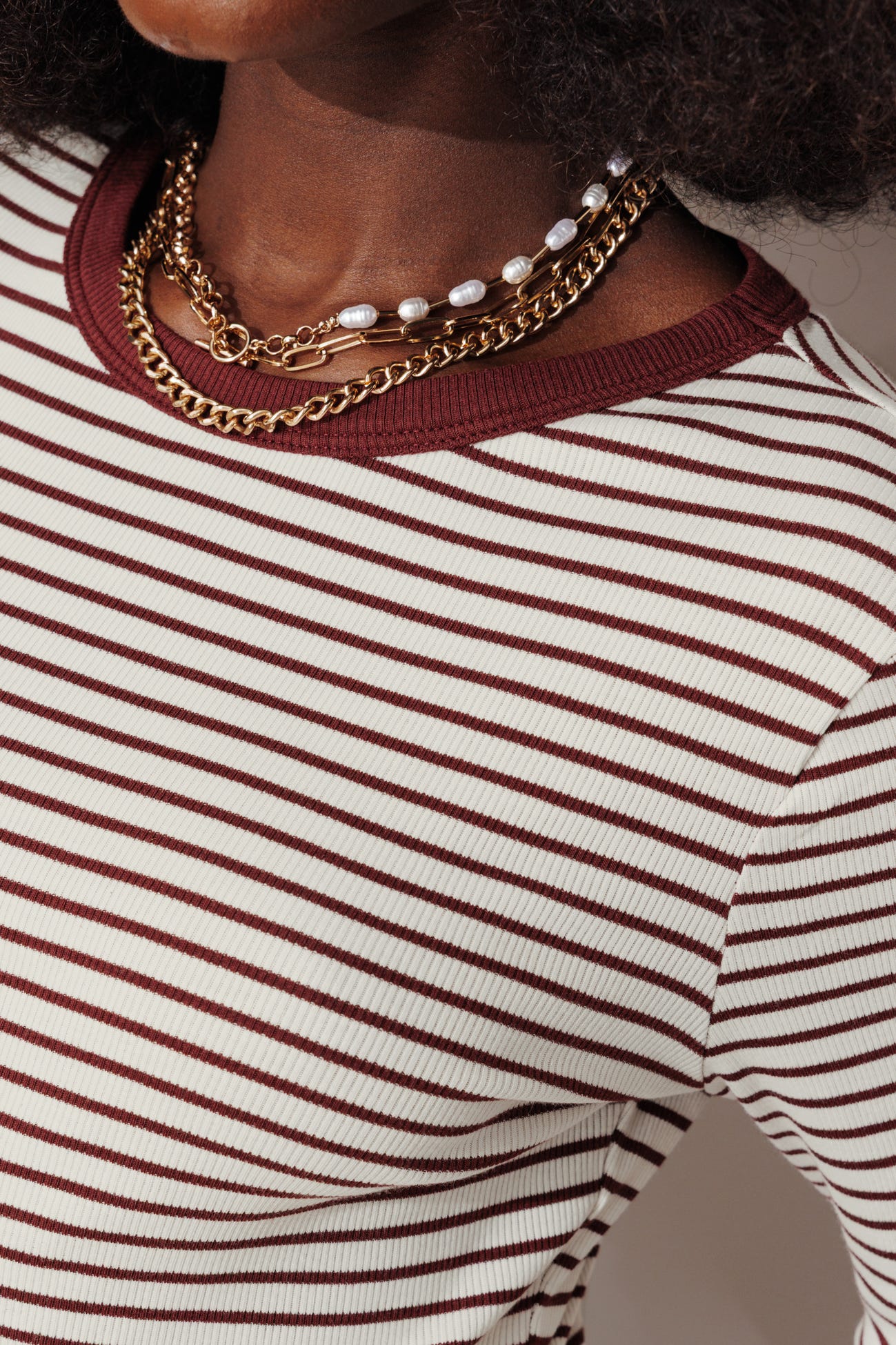 T-shirt côtelé rayé marinière