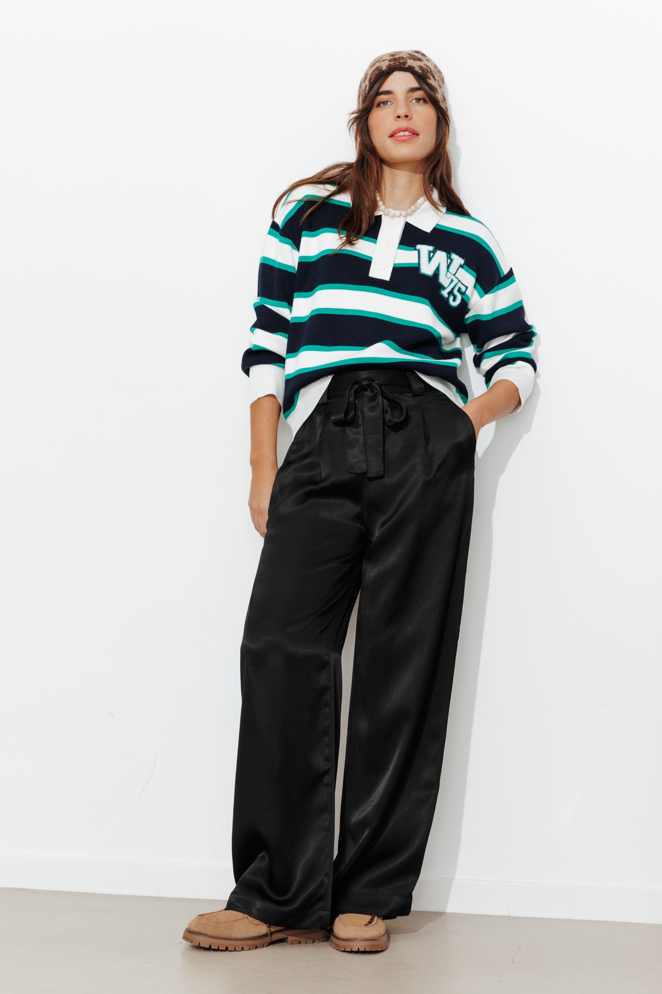 Pantalon large en satin Femme