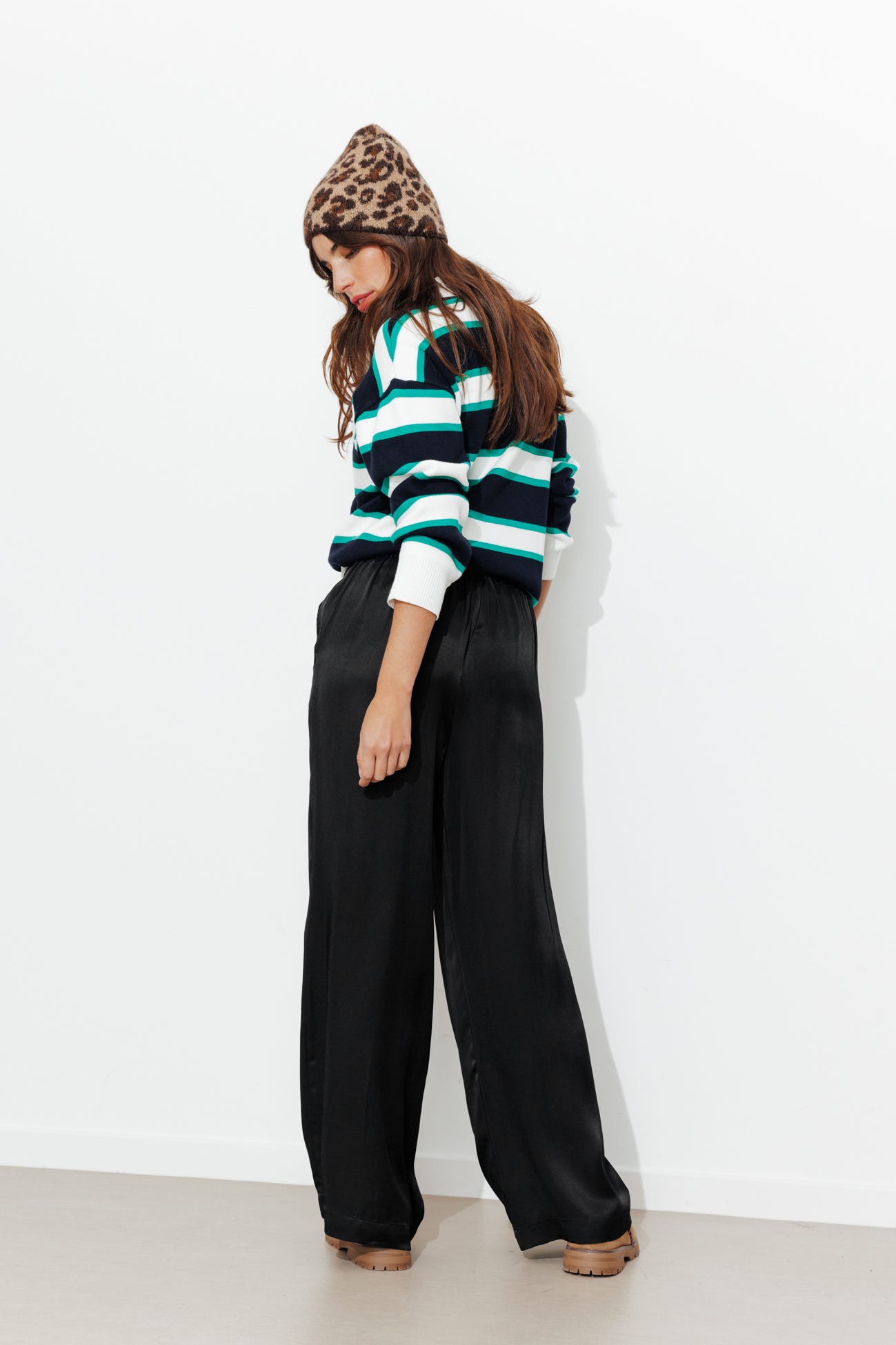 Pantalon large en satin Femme