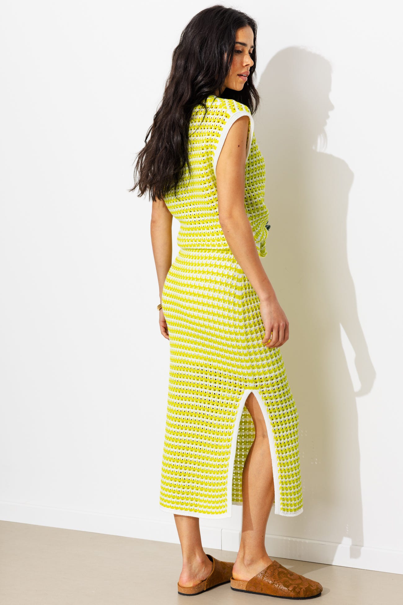 Jupe midi en crochet Femme