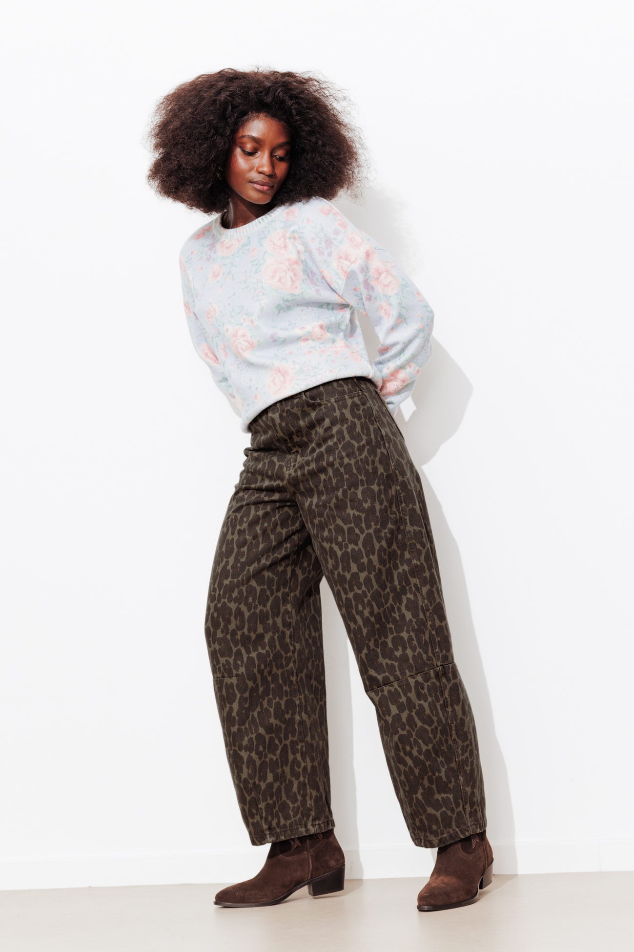 Leopard barrel trousers