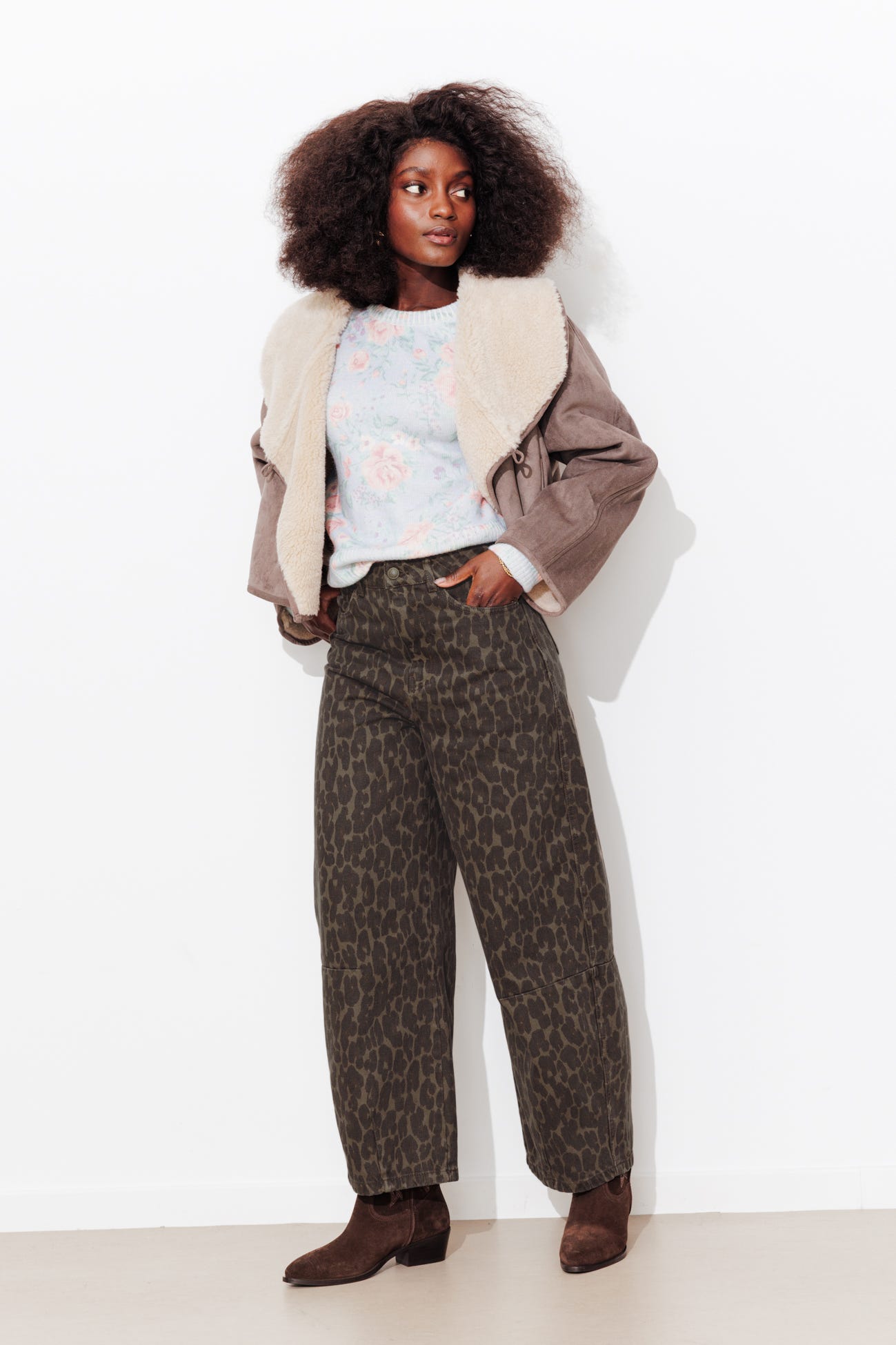 Pantalon barrel léopard