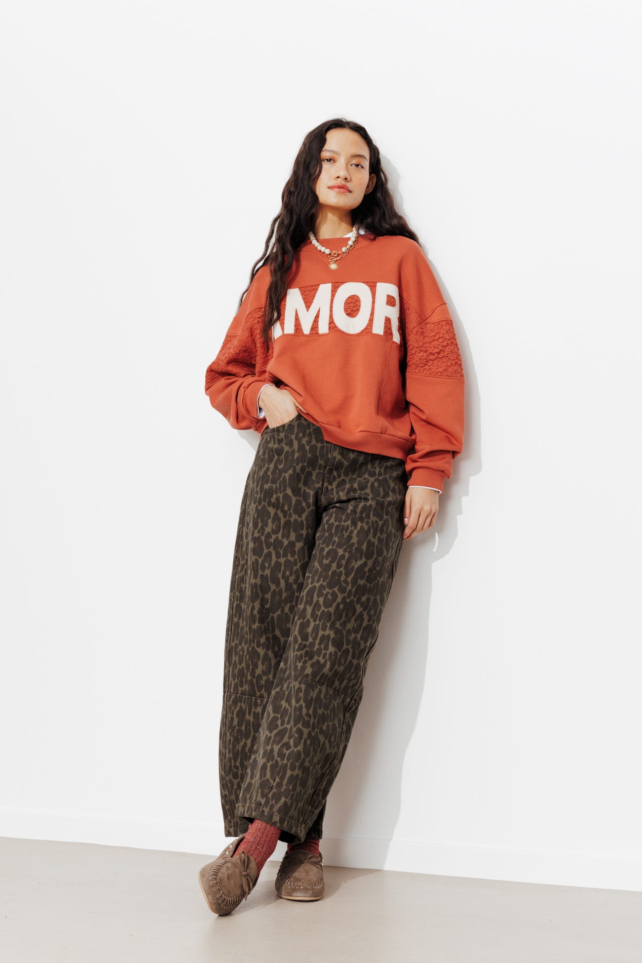 Pantalon barrel léopard