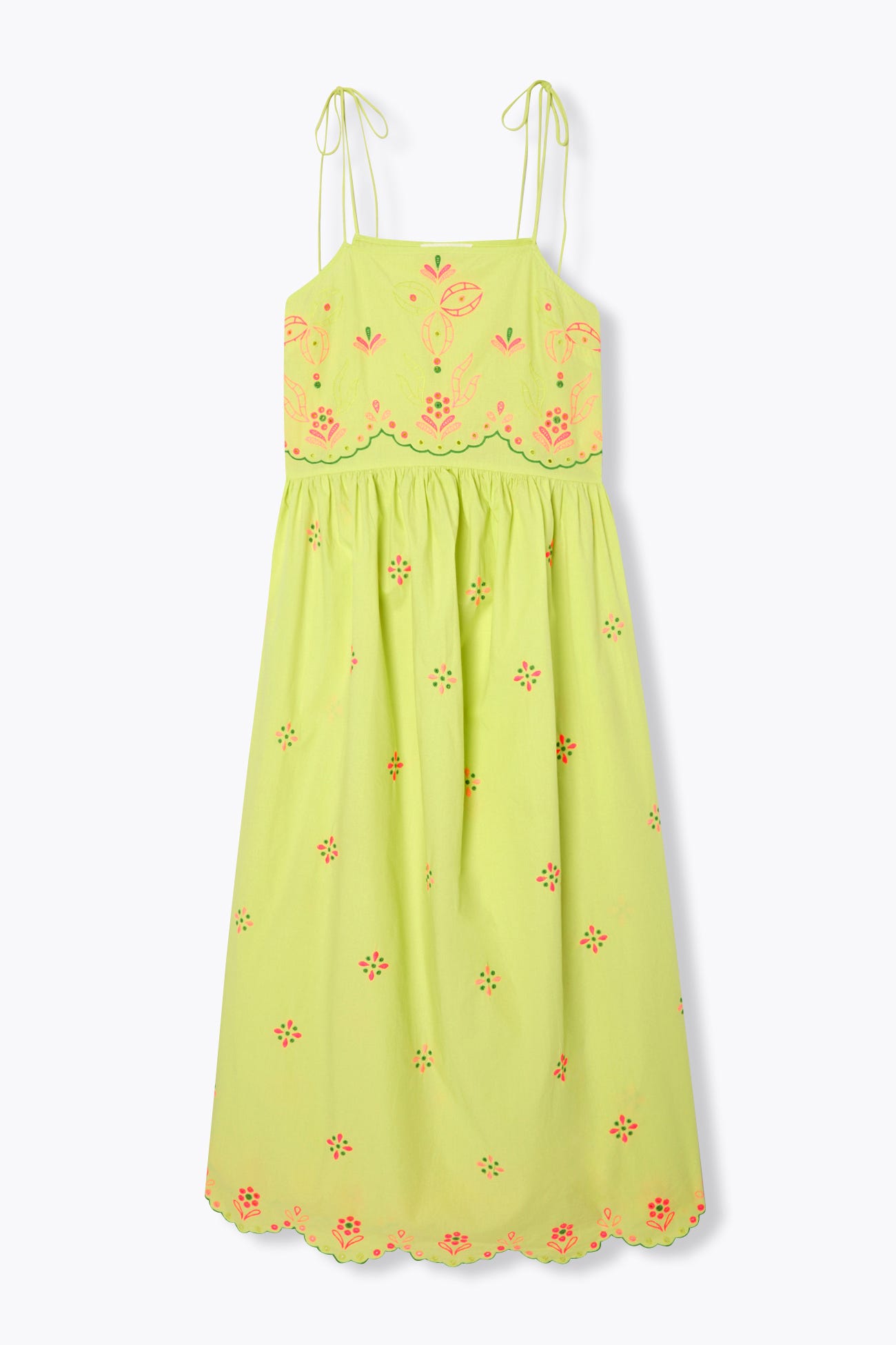 Robe brodée à bretelles nouées