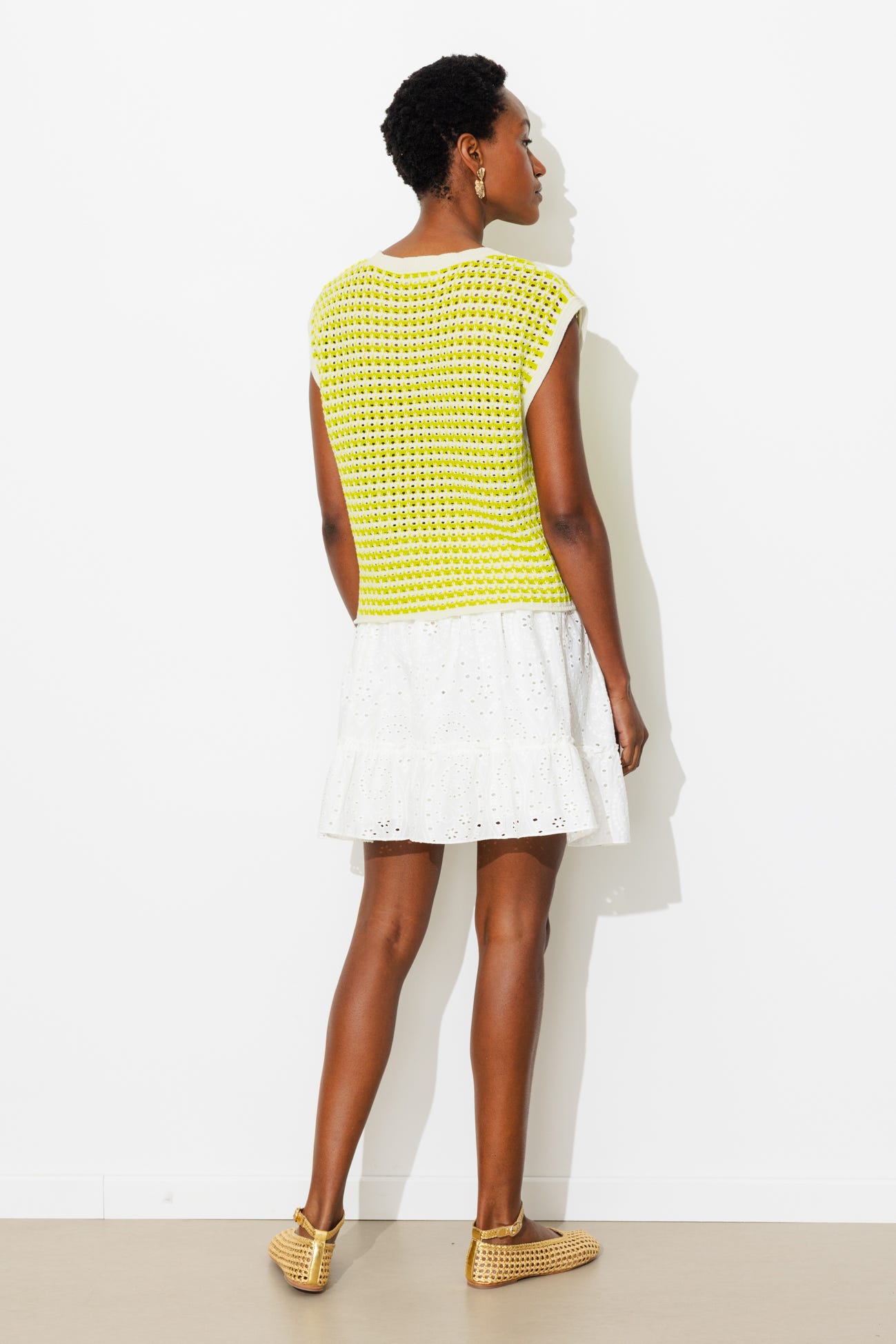 Pull en crochet bicolore Femme