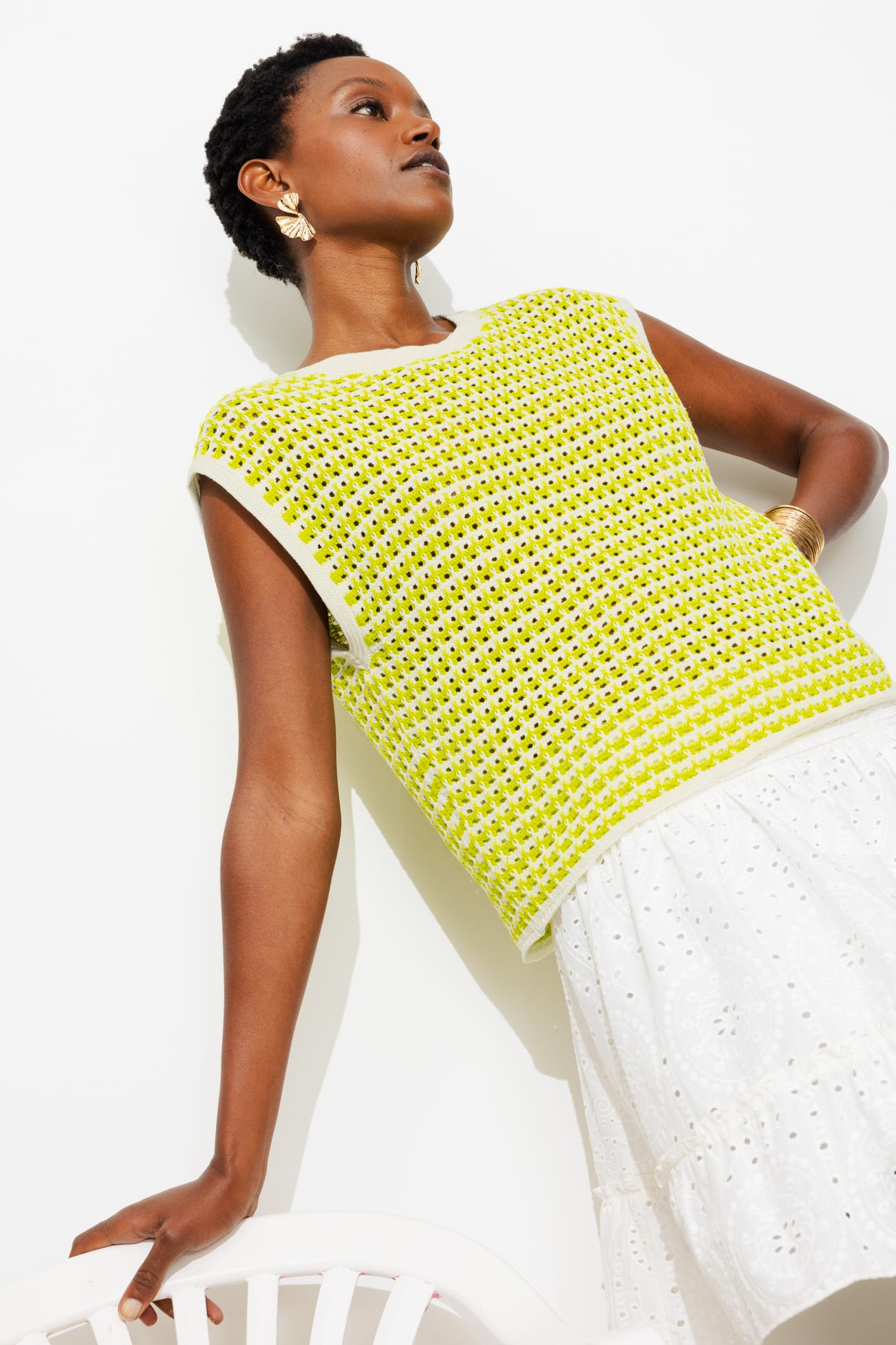 Jersey de crochet bicolor