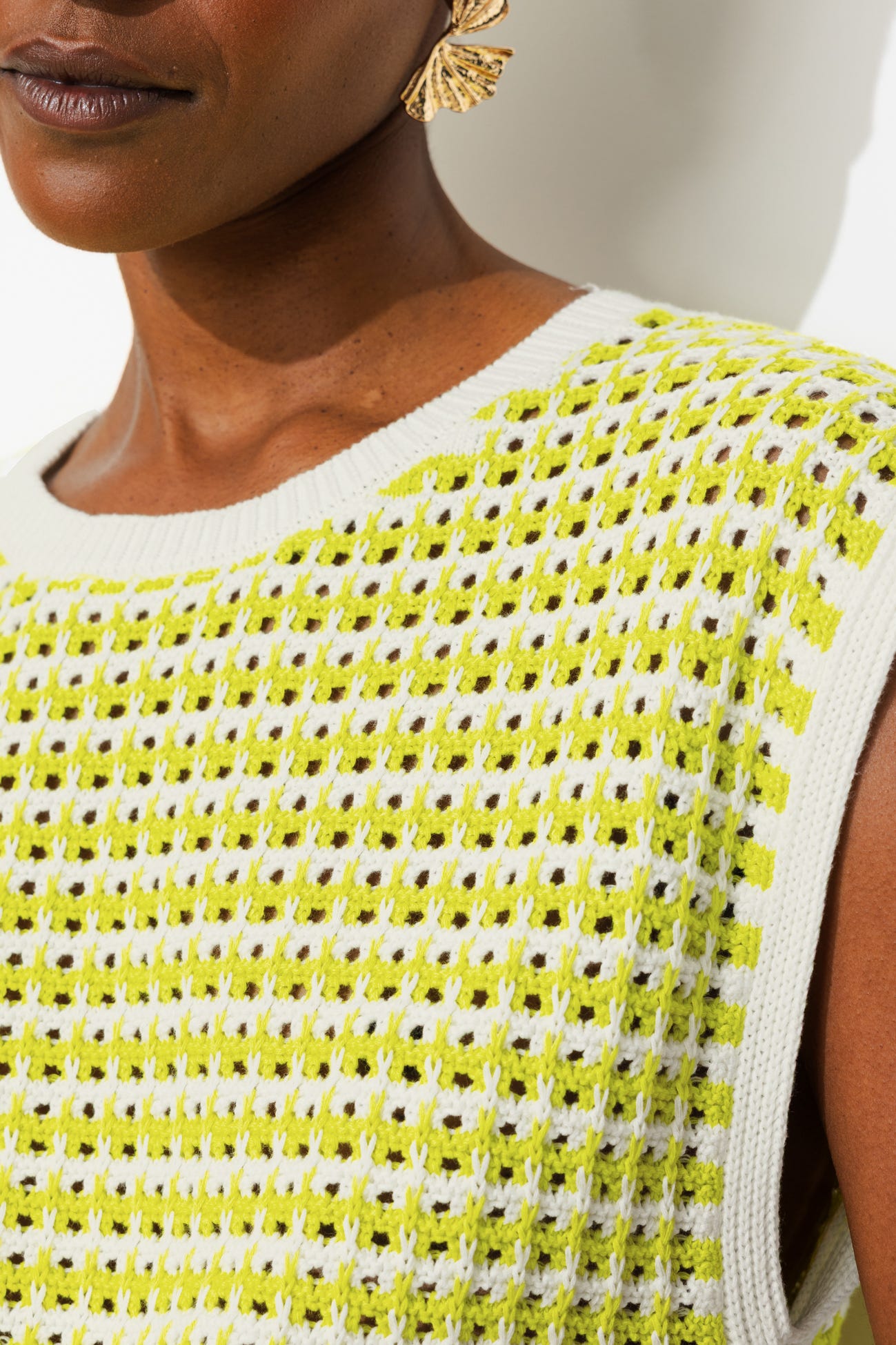 Pull en crochet bicolore Femme