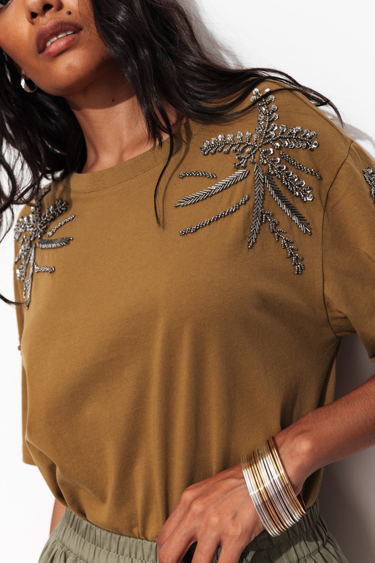 T-shirt à motif perlé Femme - S