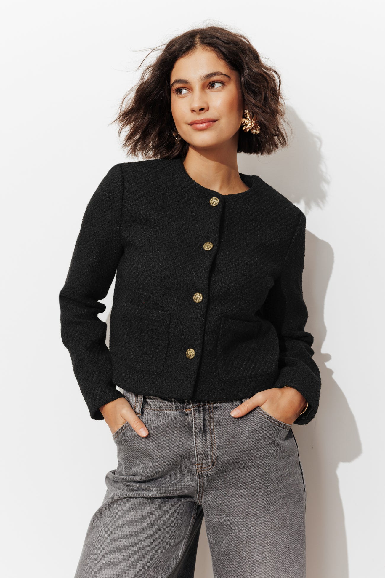 Veste boîte tweedée Femme
