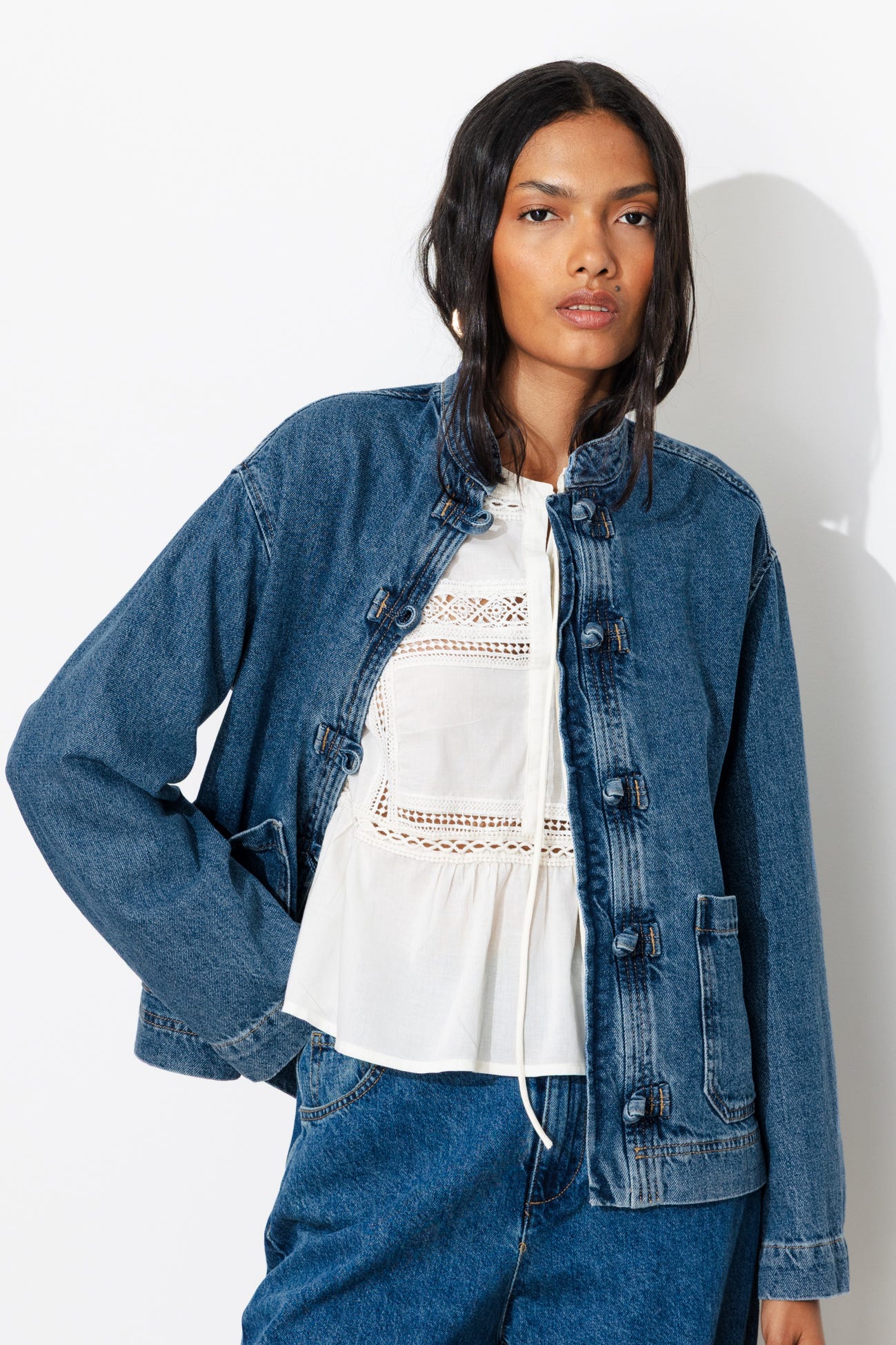 Veste Mandarin en jean Femme