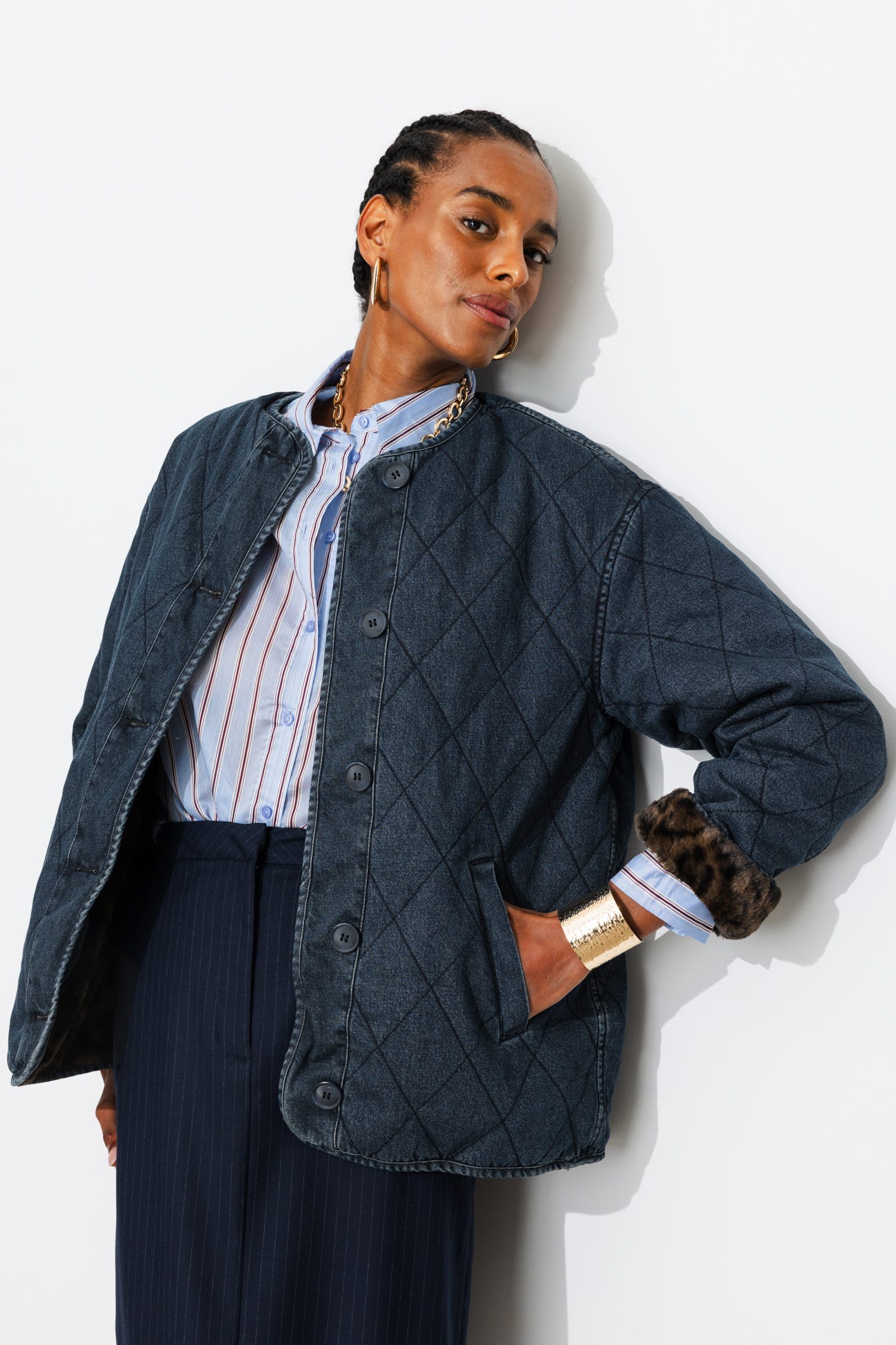 Manteau court réversible Femme