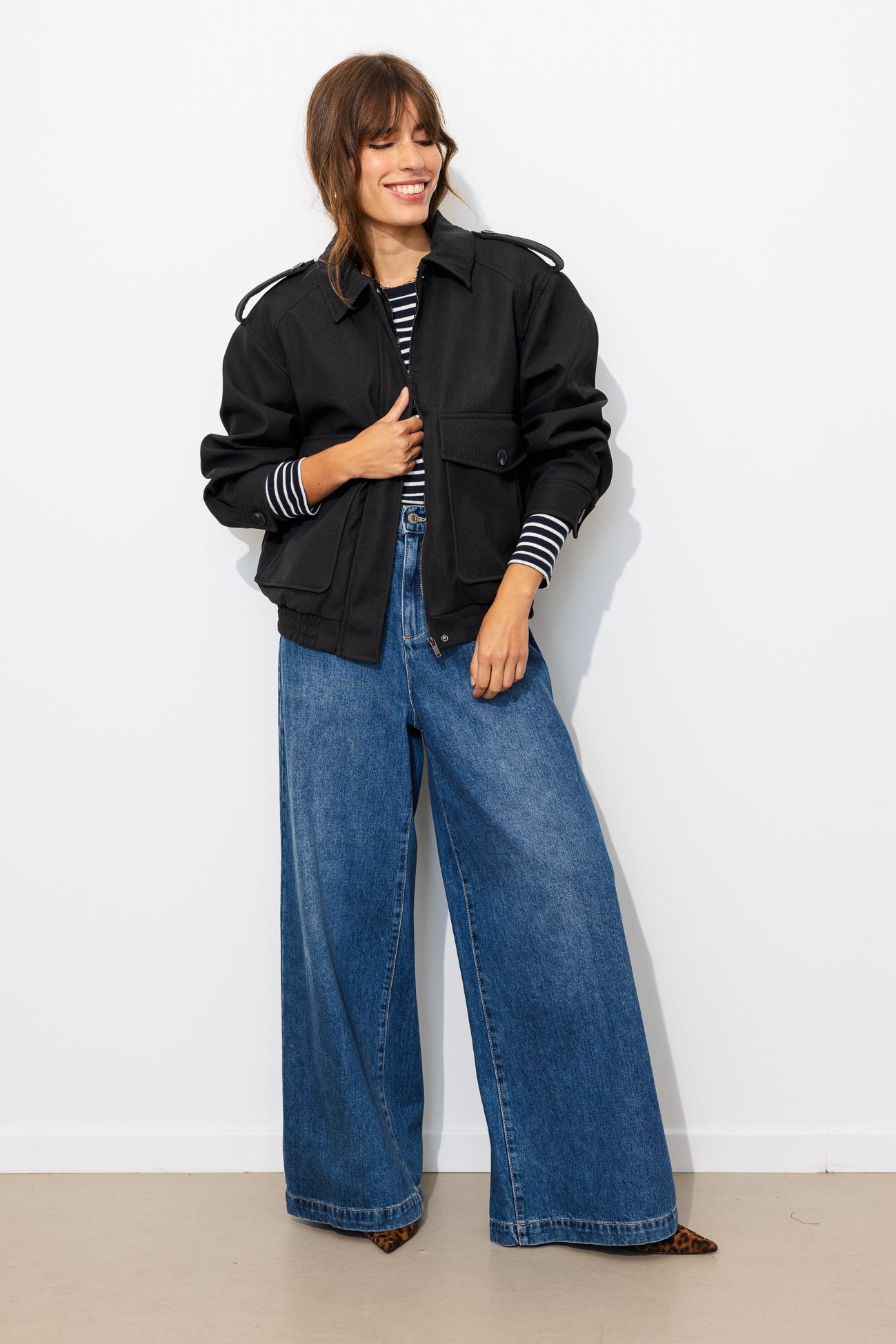 Blouson simili effet grainé