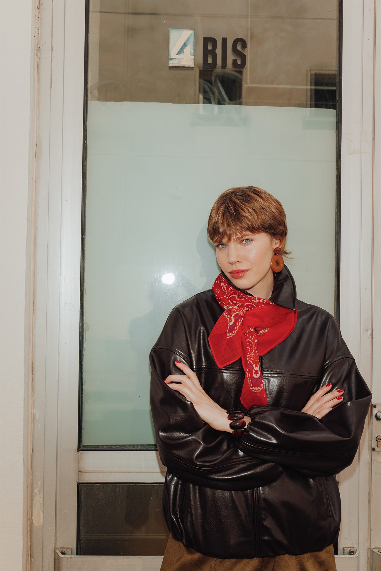 Kunstleder-Blouson mit Zipper
