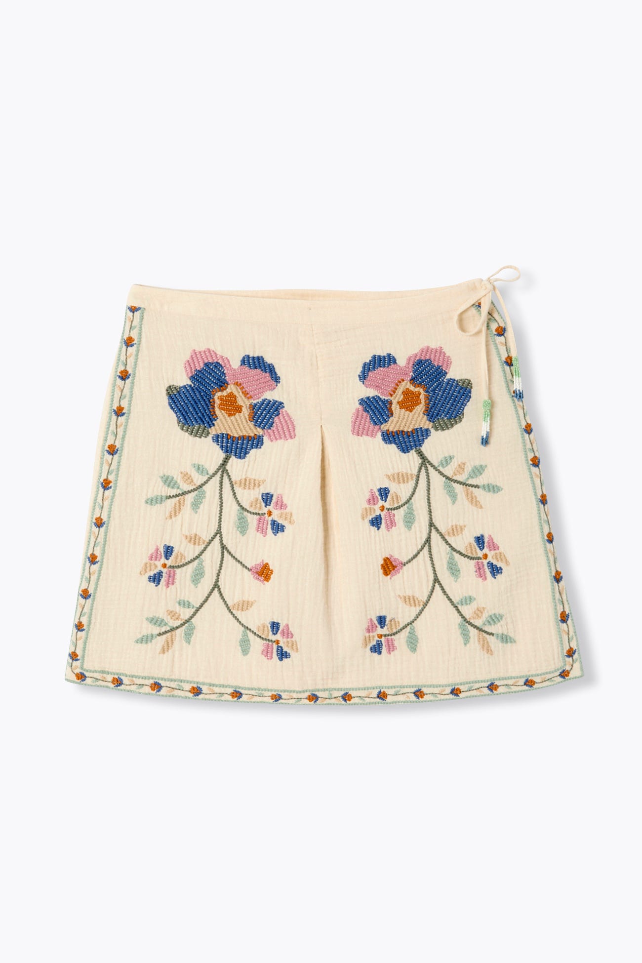 Jupe brodée en gaze de coton