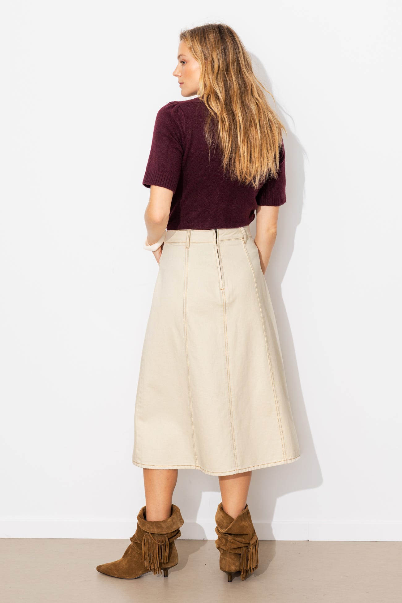 Jupe midi évasée en toile