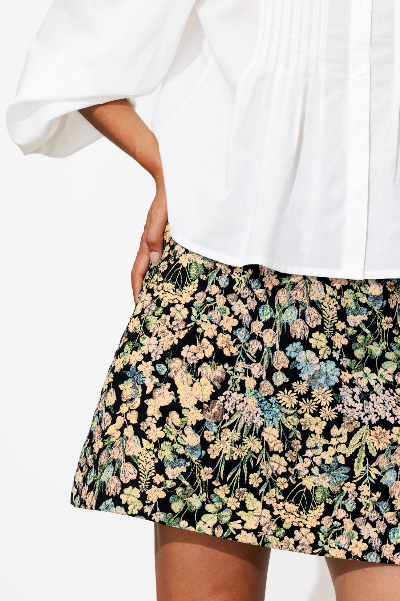 Minirock aus Blumen-Jacquard