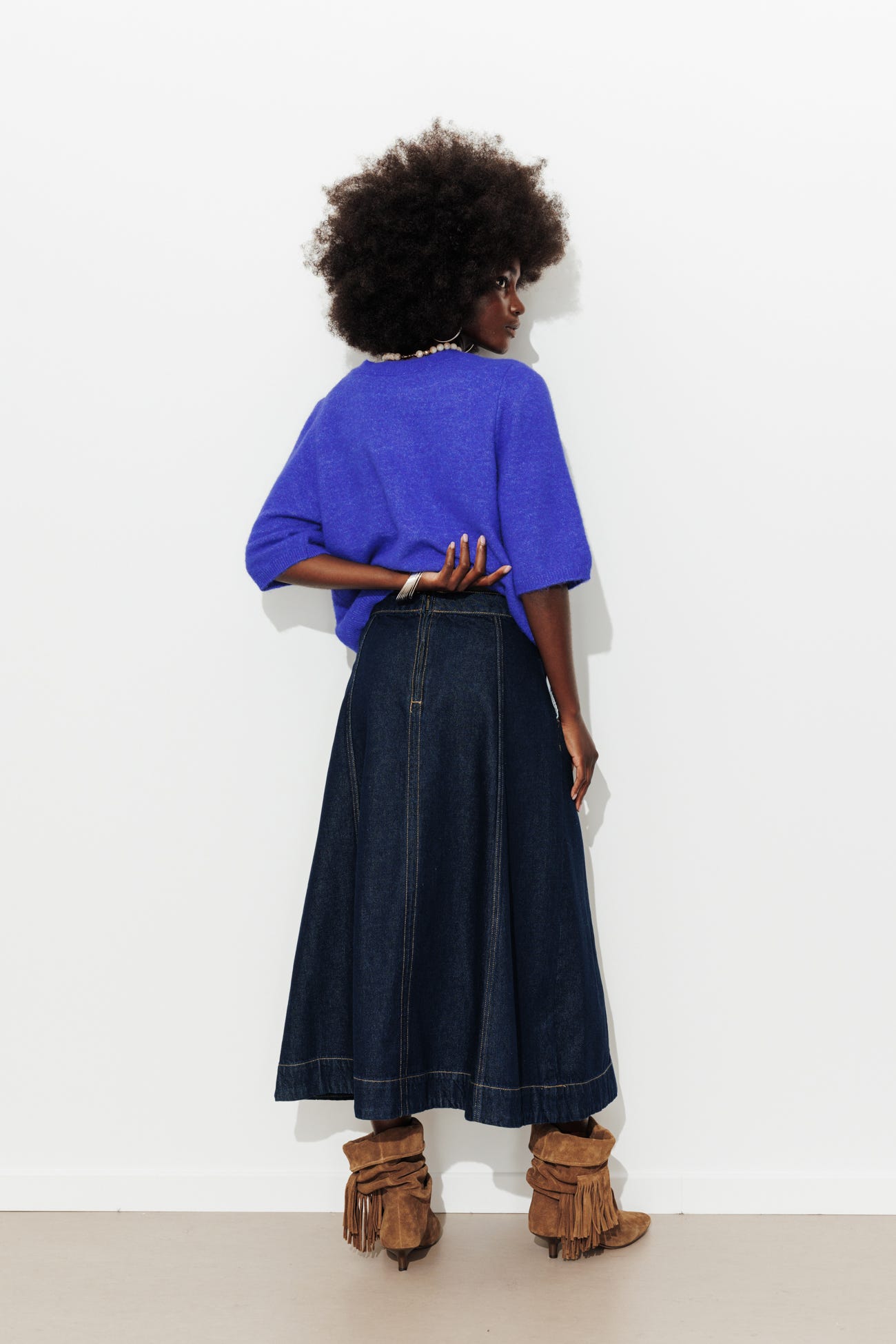 Gonna midi in denim Donna