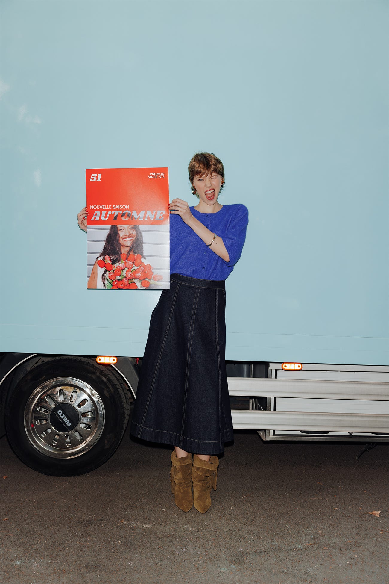 Jupe midi en jean Femme