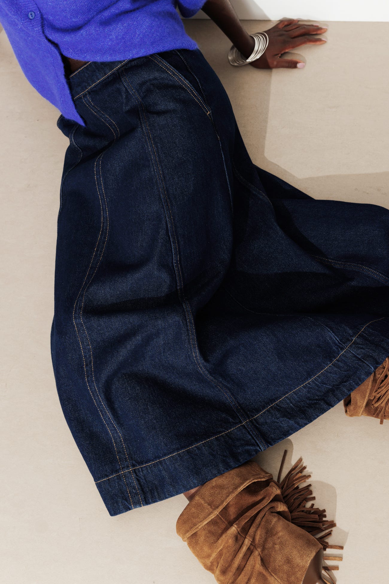 Gonna midi in denim Donna