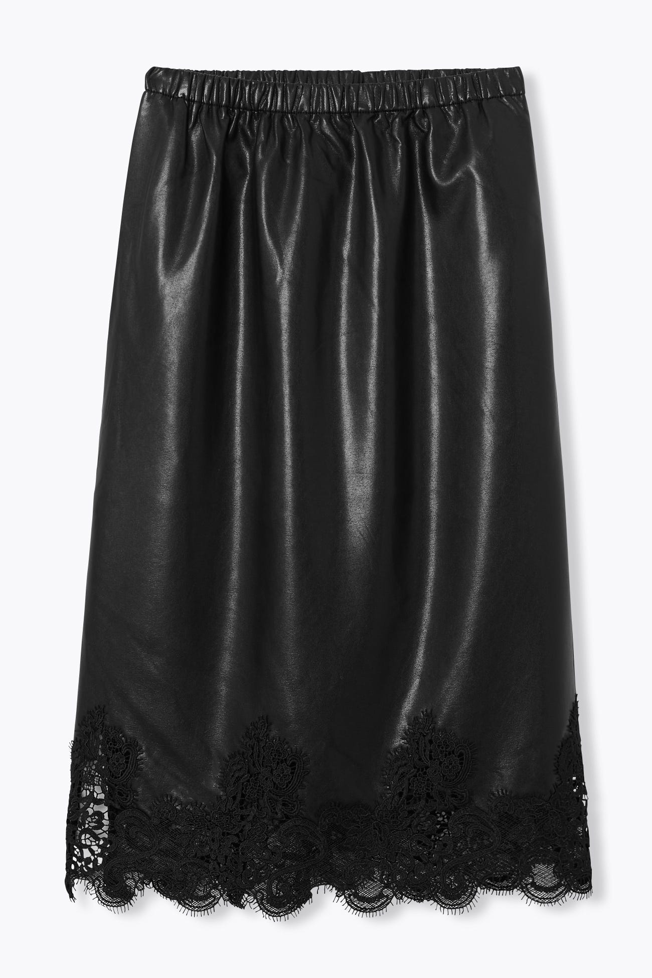 Faux leather and lace skirt