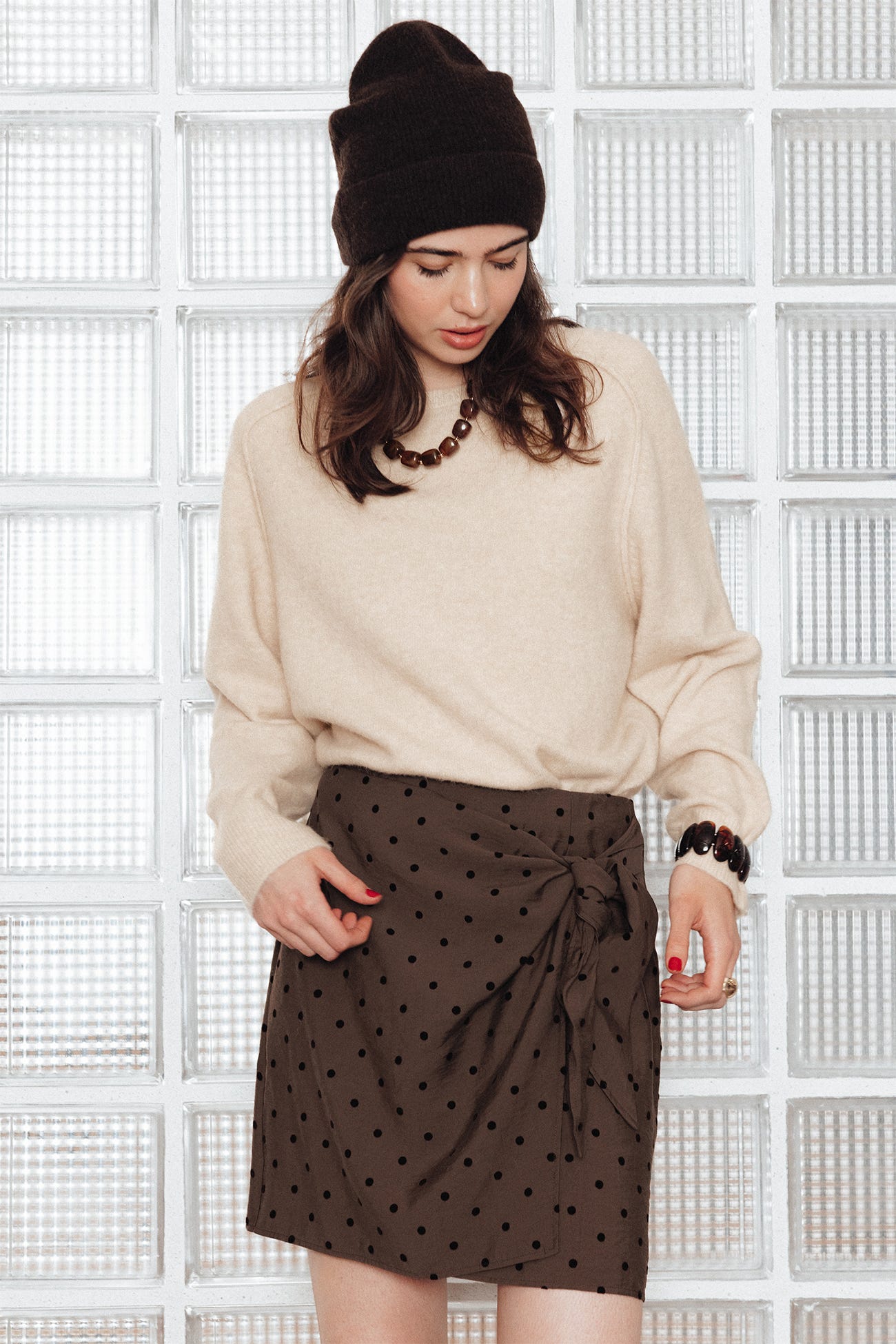 Falda de lunares efecto pareo