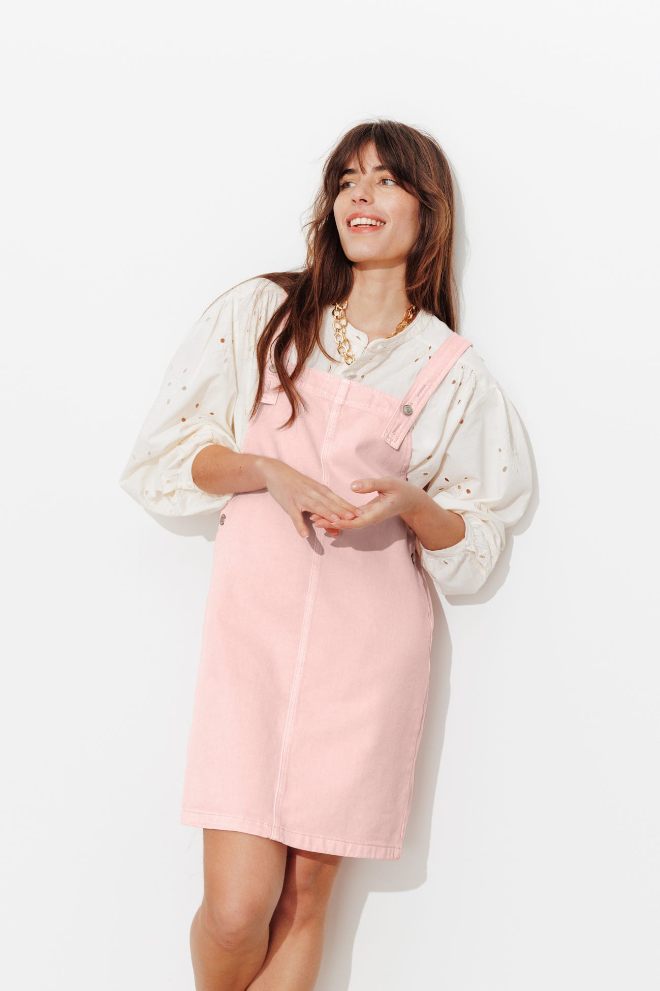 Short denim dungaree dress