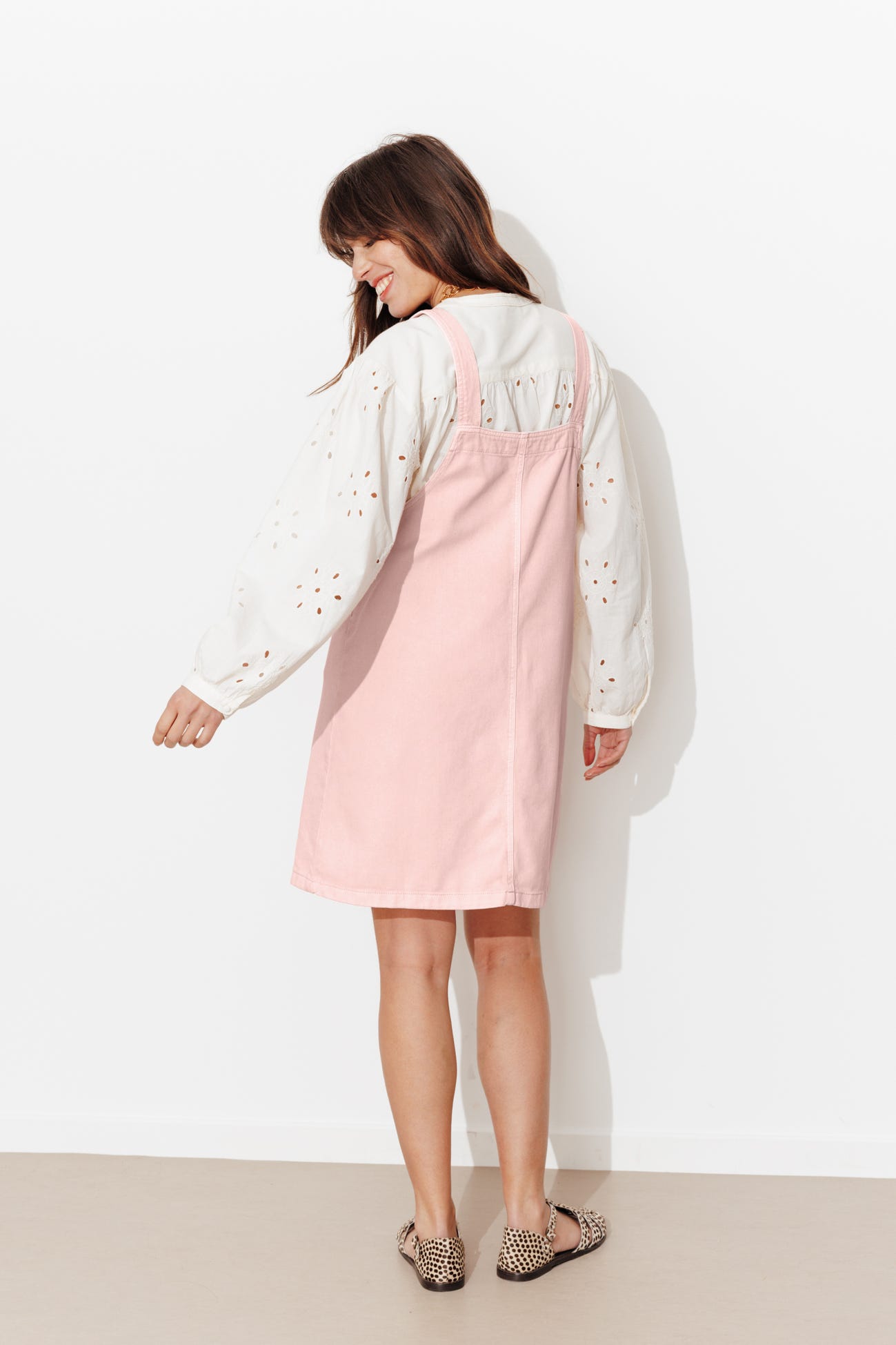 Short denim dungaree dress